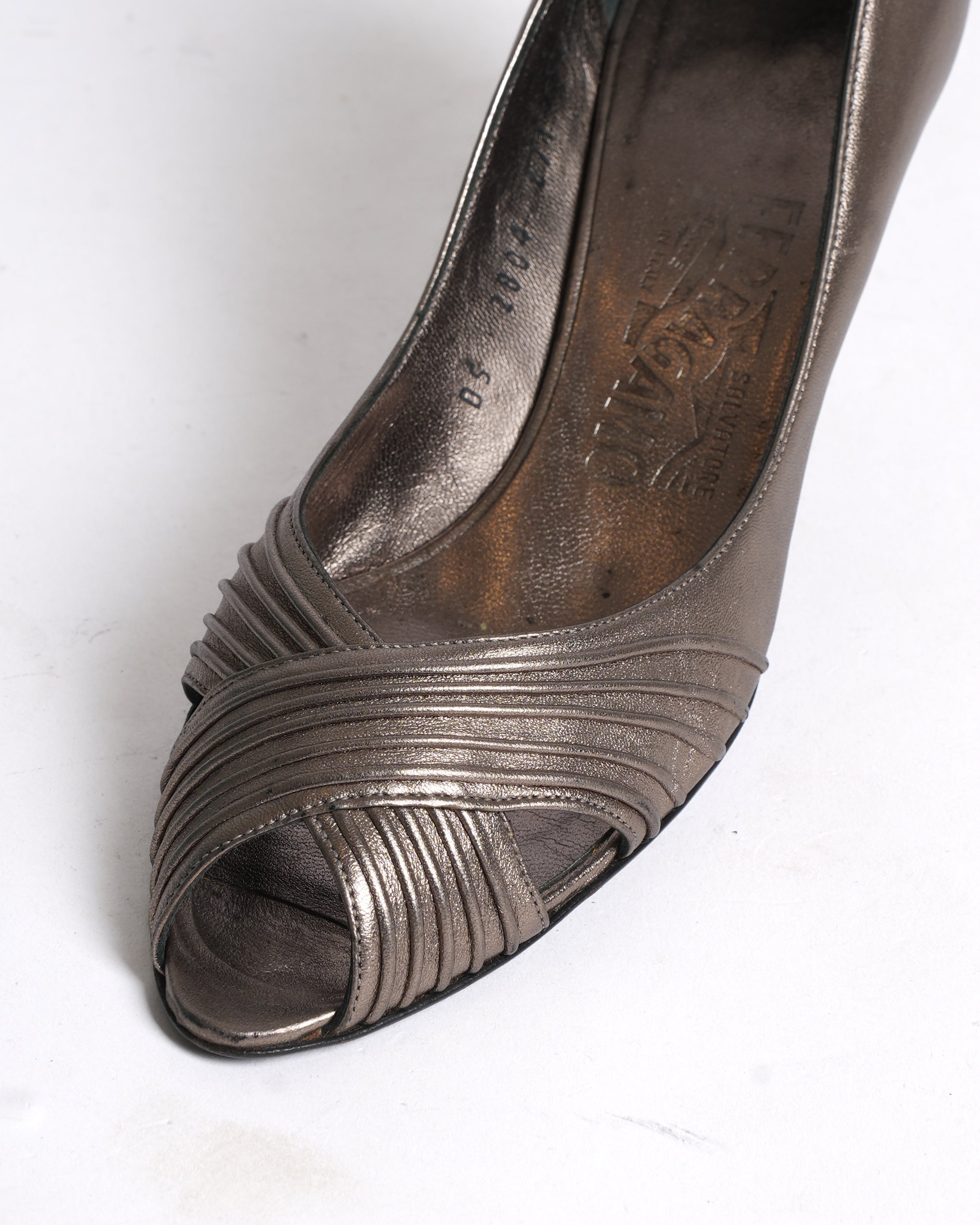 Salvatore Ferragamo Metallic Grey heels