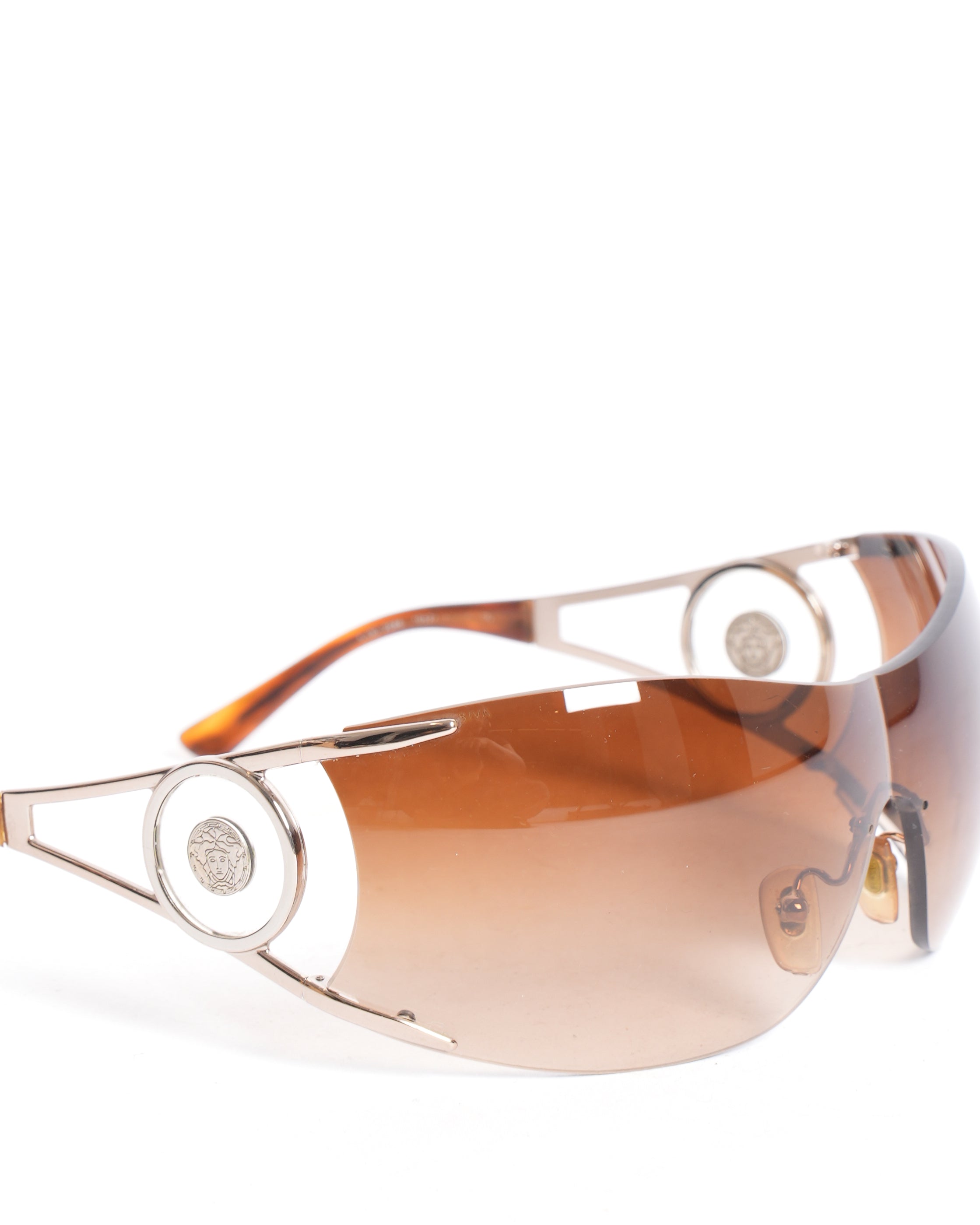 Versace Women's Wide Brimless Sunglasses in Brown