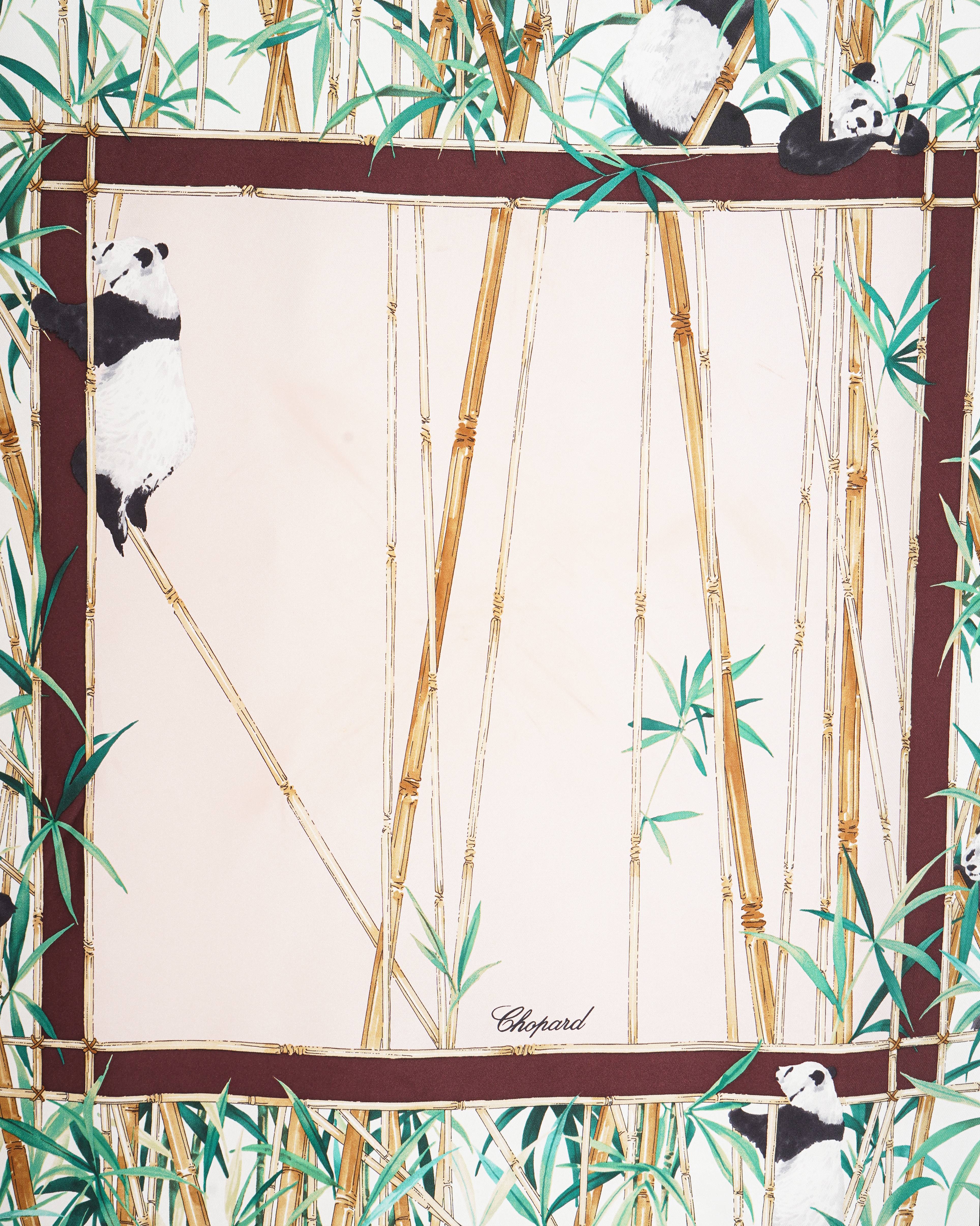New Chopard Silk Printed Panda Scarf