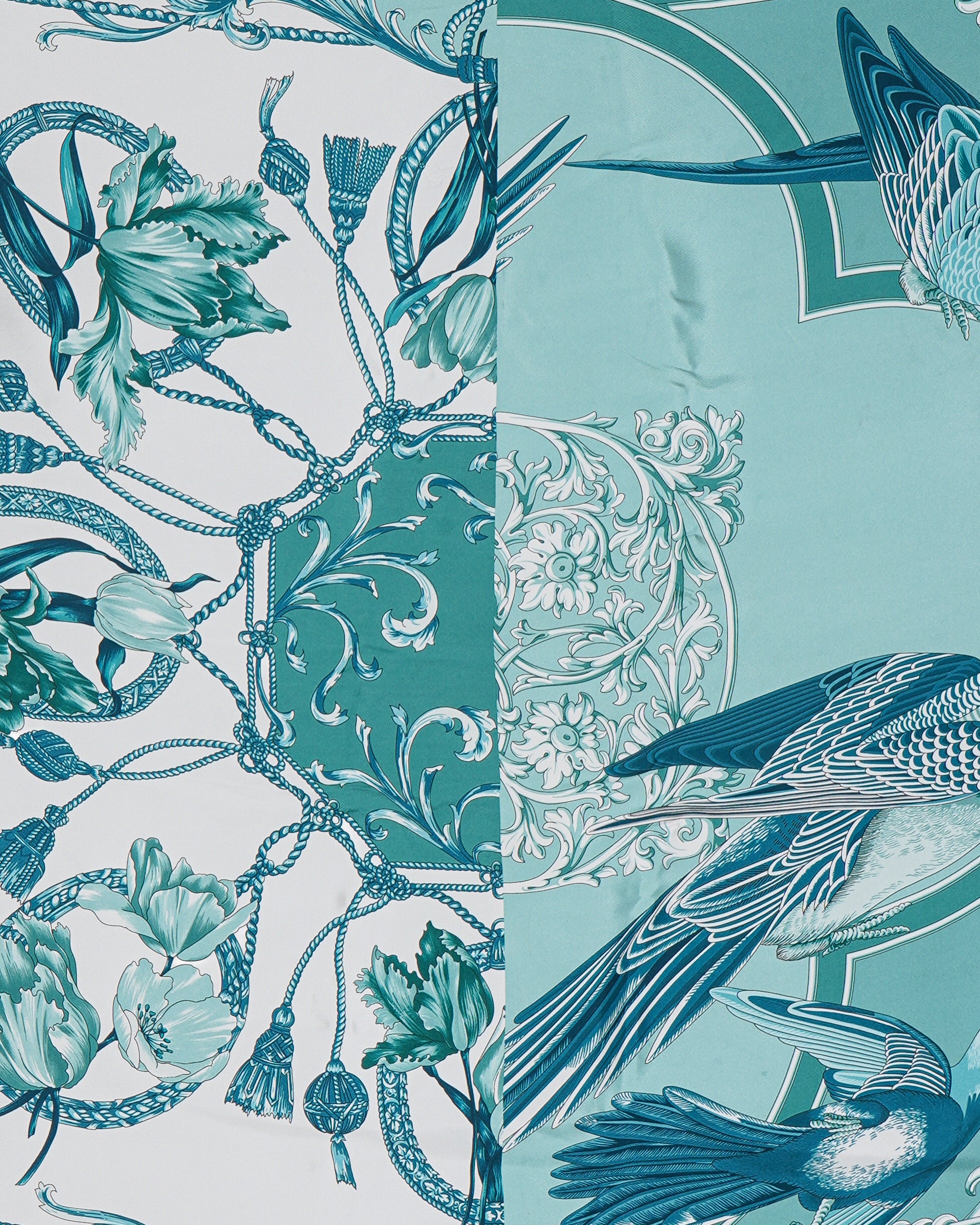 Salvatore Ferragamo Botanical & Avian Print Silk Scarf