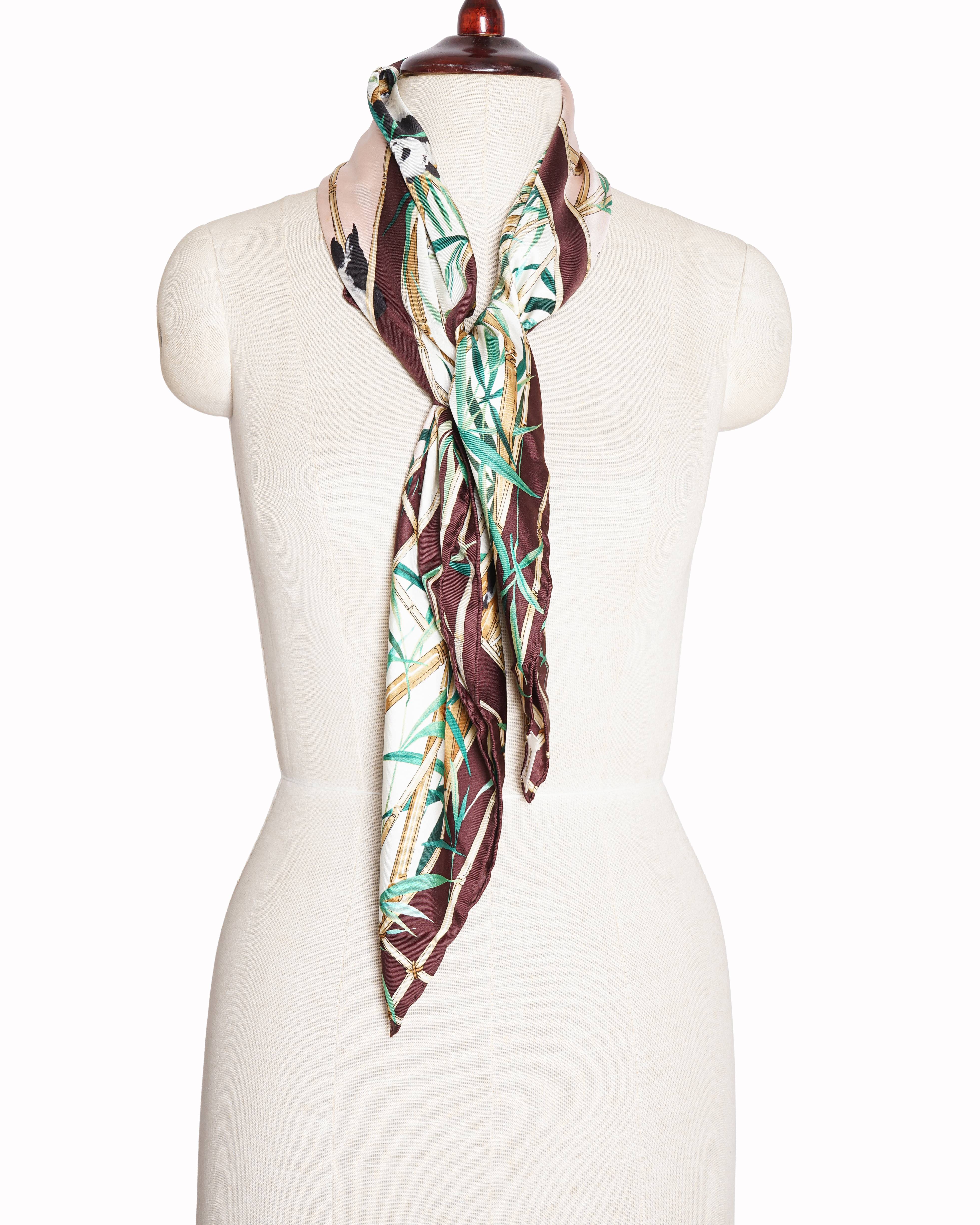 New Chopard Silk Printed Panda Scarf