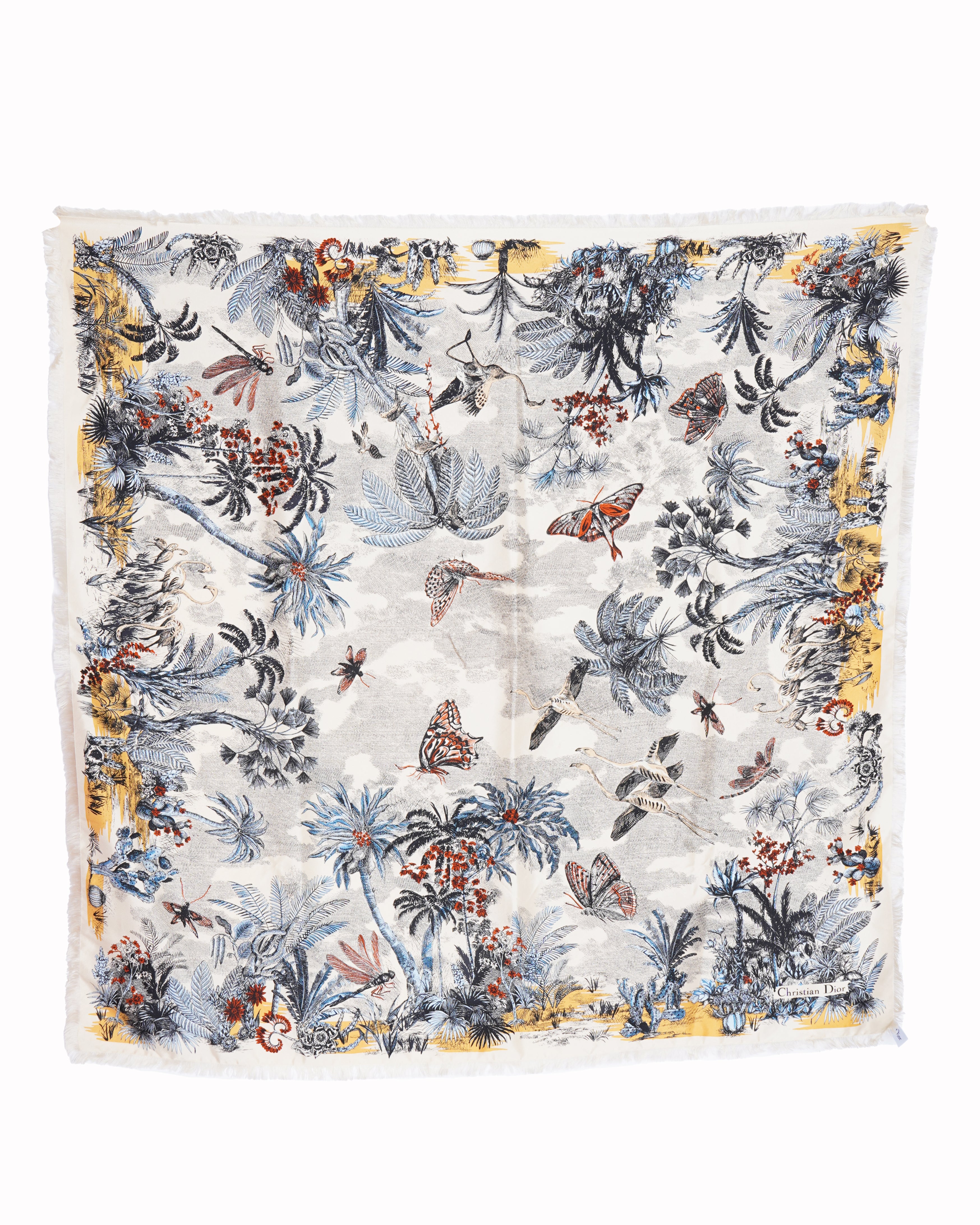 New Christian Dior Jardin 90 Square Scarf In Soie Silk