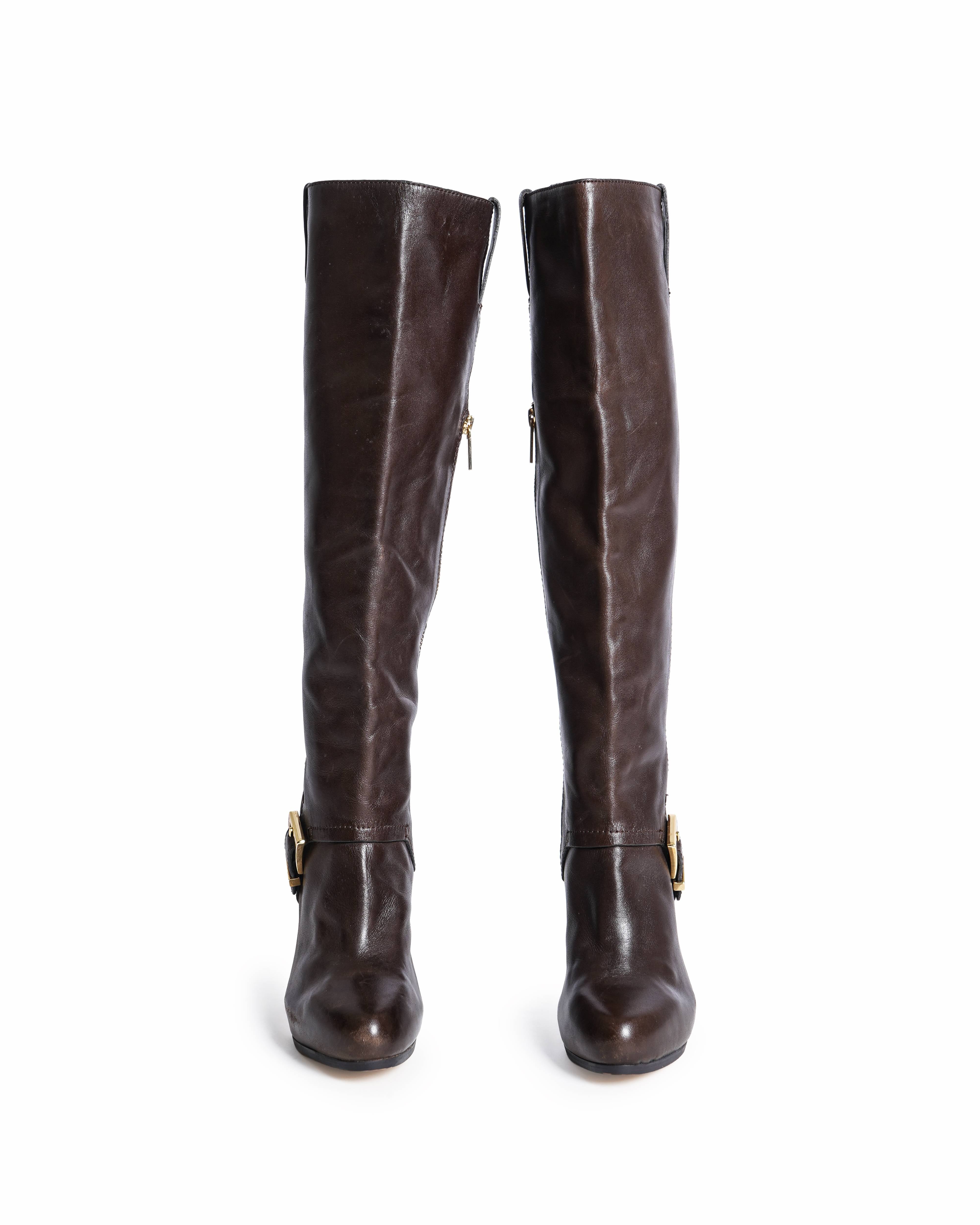 Michael Kors Brown Leather Knee-High Boots