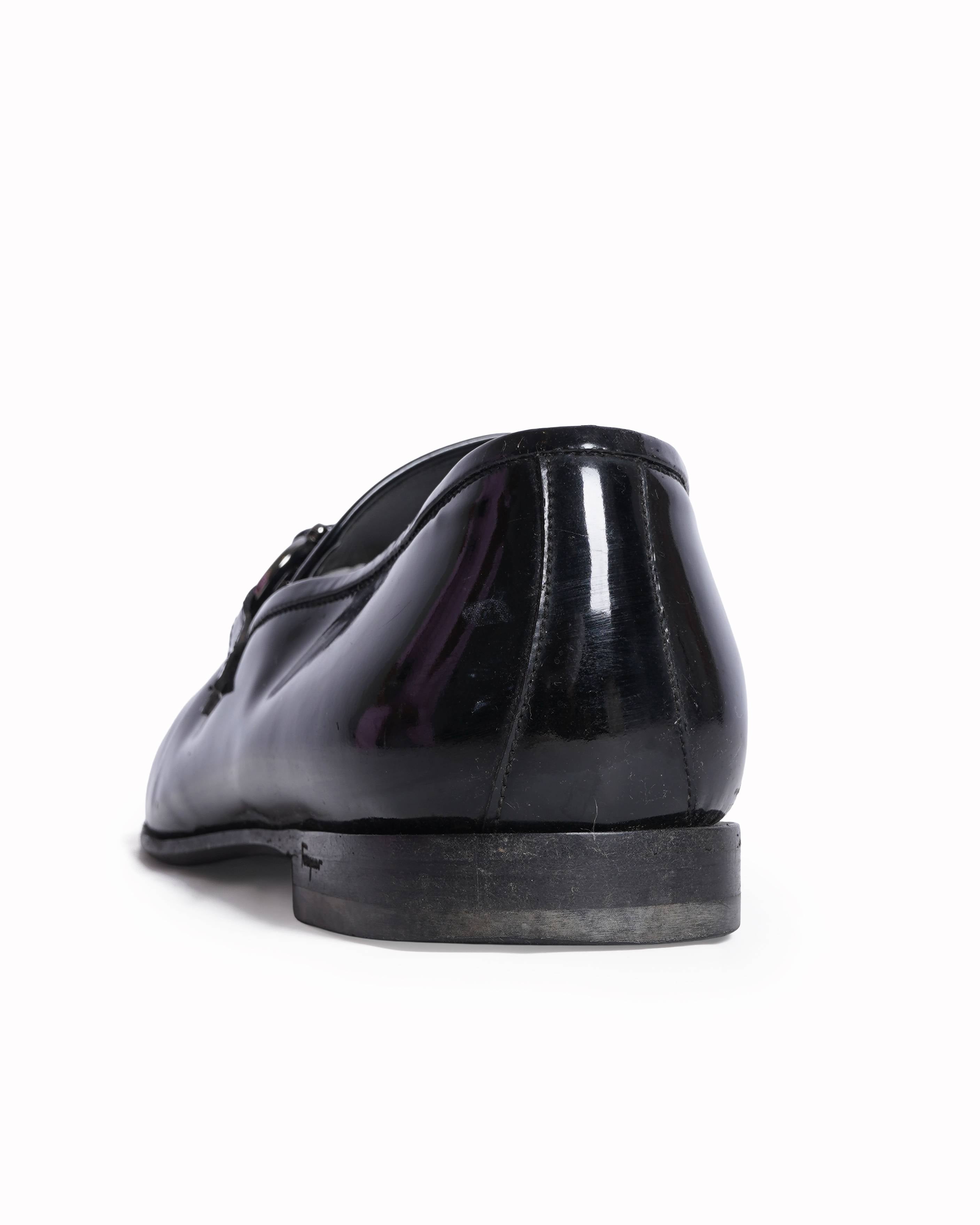 Salvatore Ferragamo black patent leather shoes