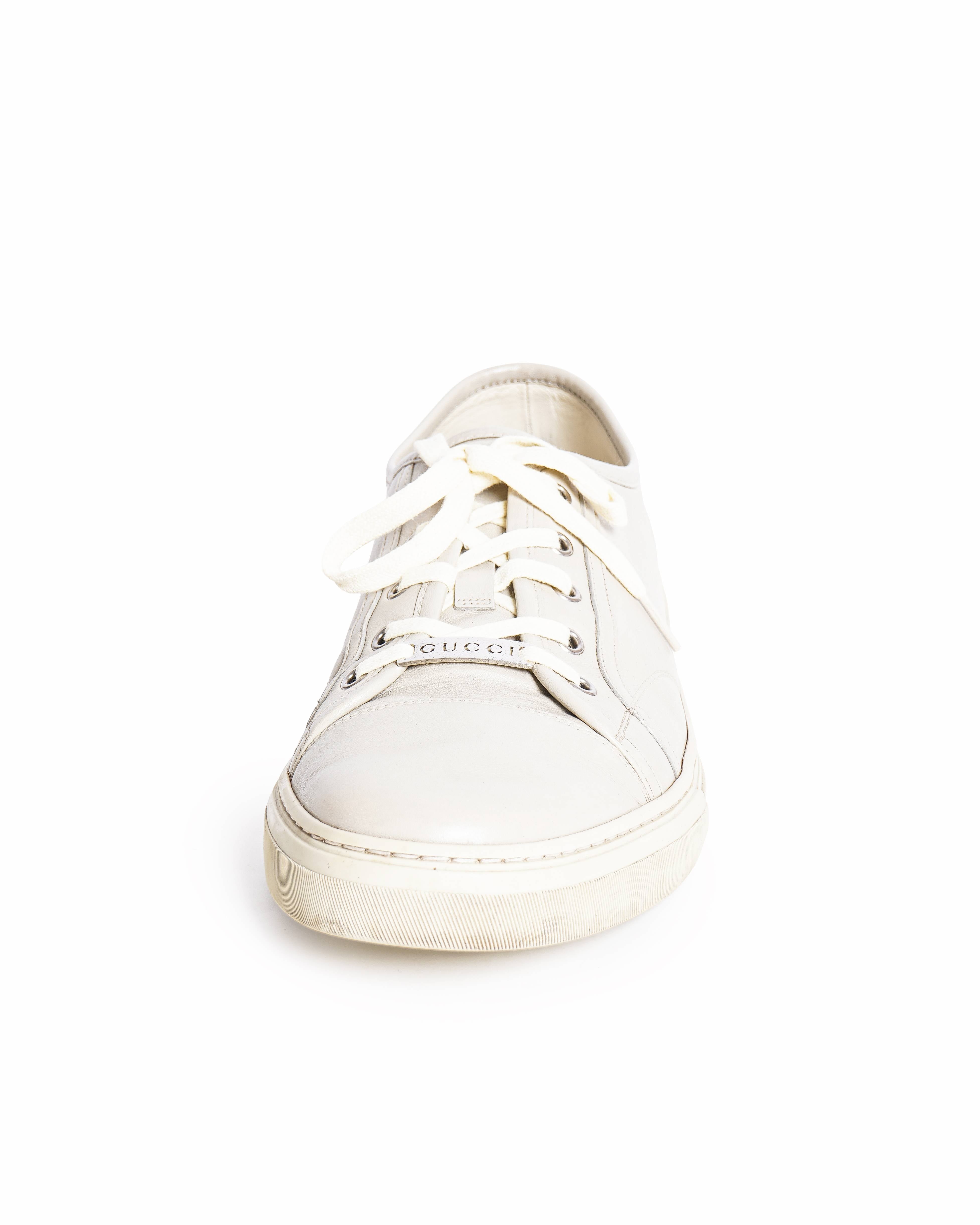 Gucci Men's Beige Leather Ace-Style Trainers