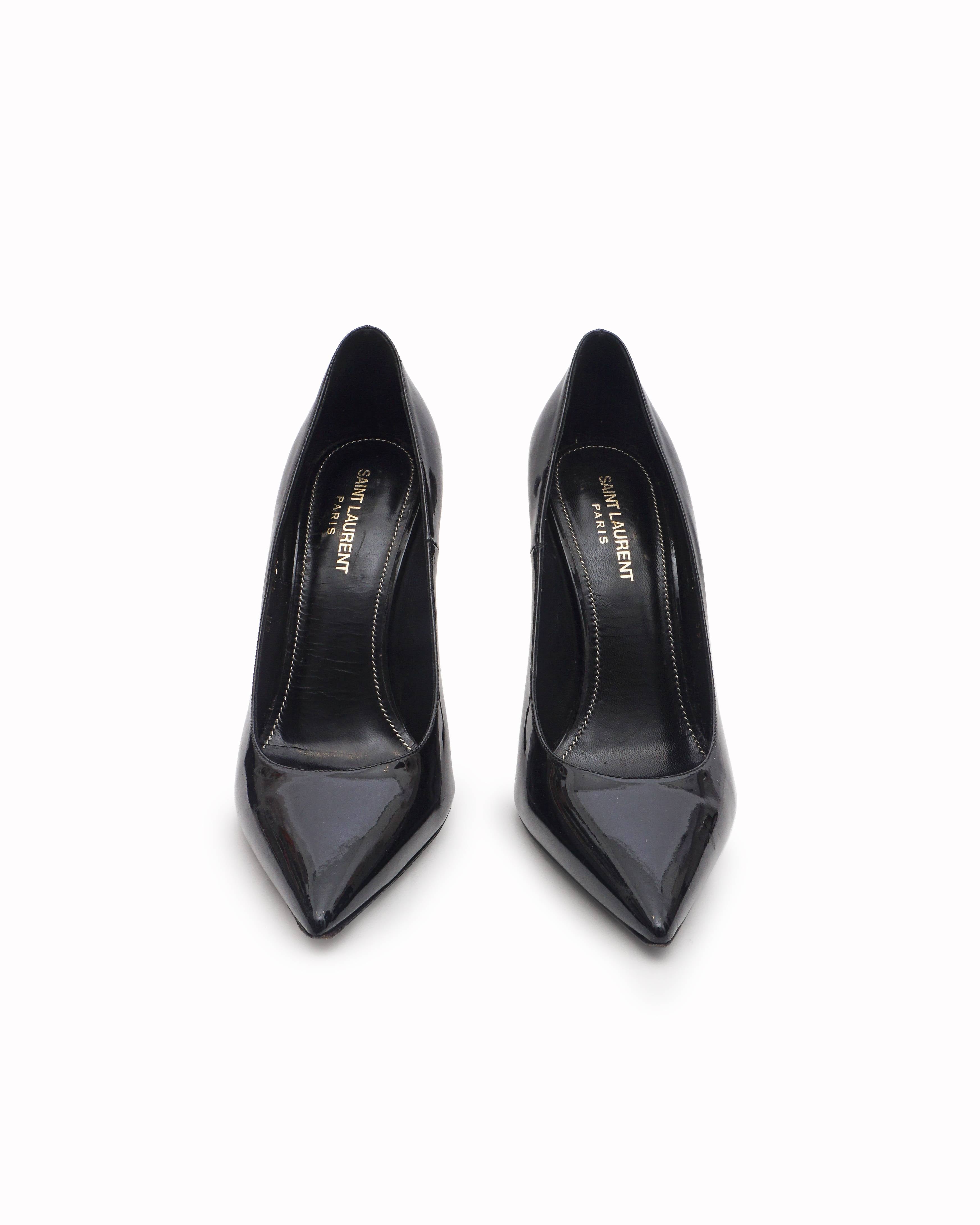 Saint Laurent Opyum Black Patent Leather YSL Heel Pumps