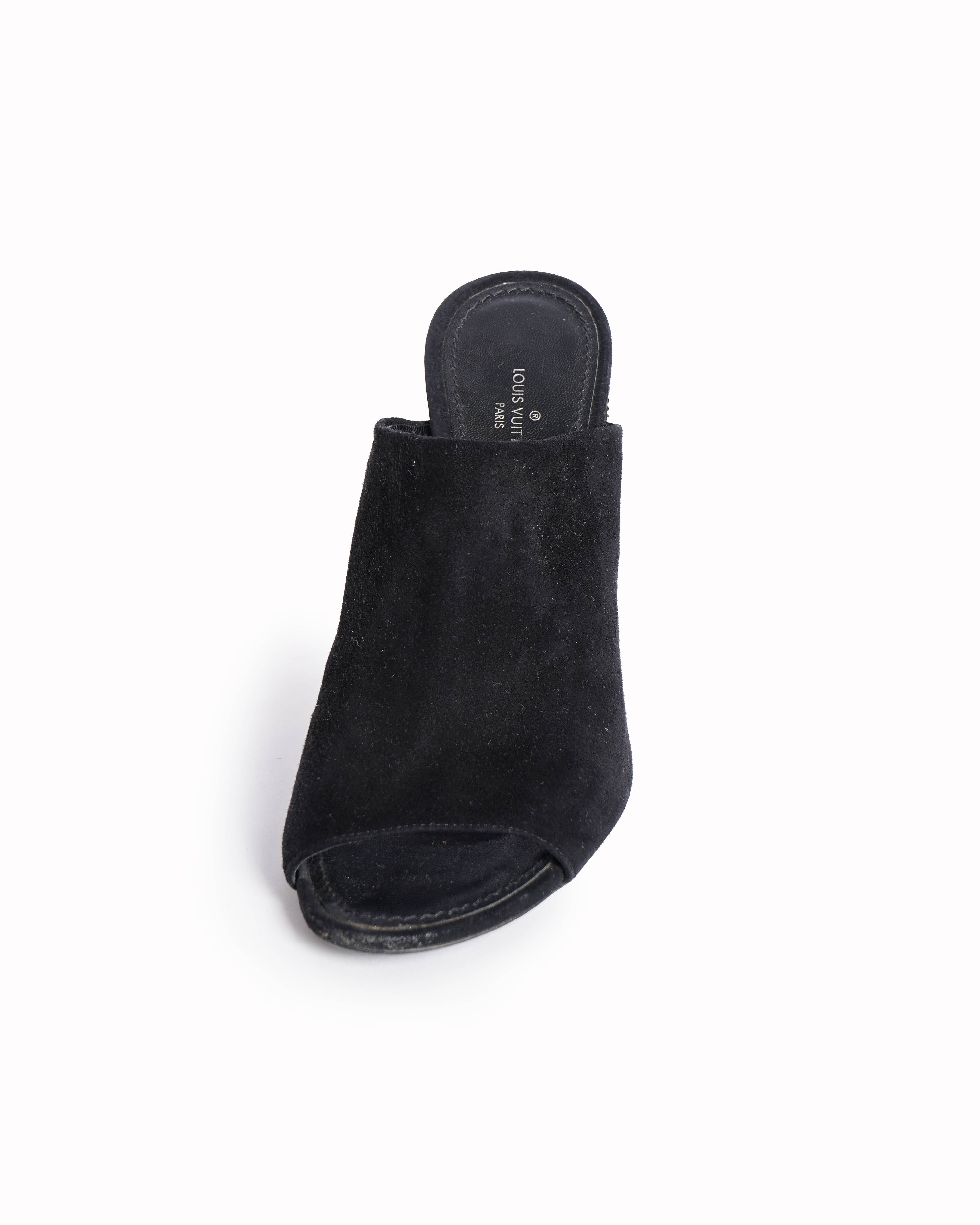 Louis Vuitton Block Heels In Leather & Suede