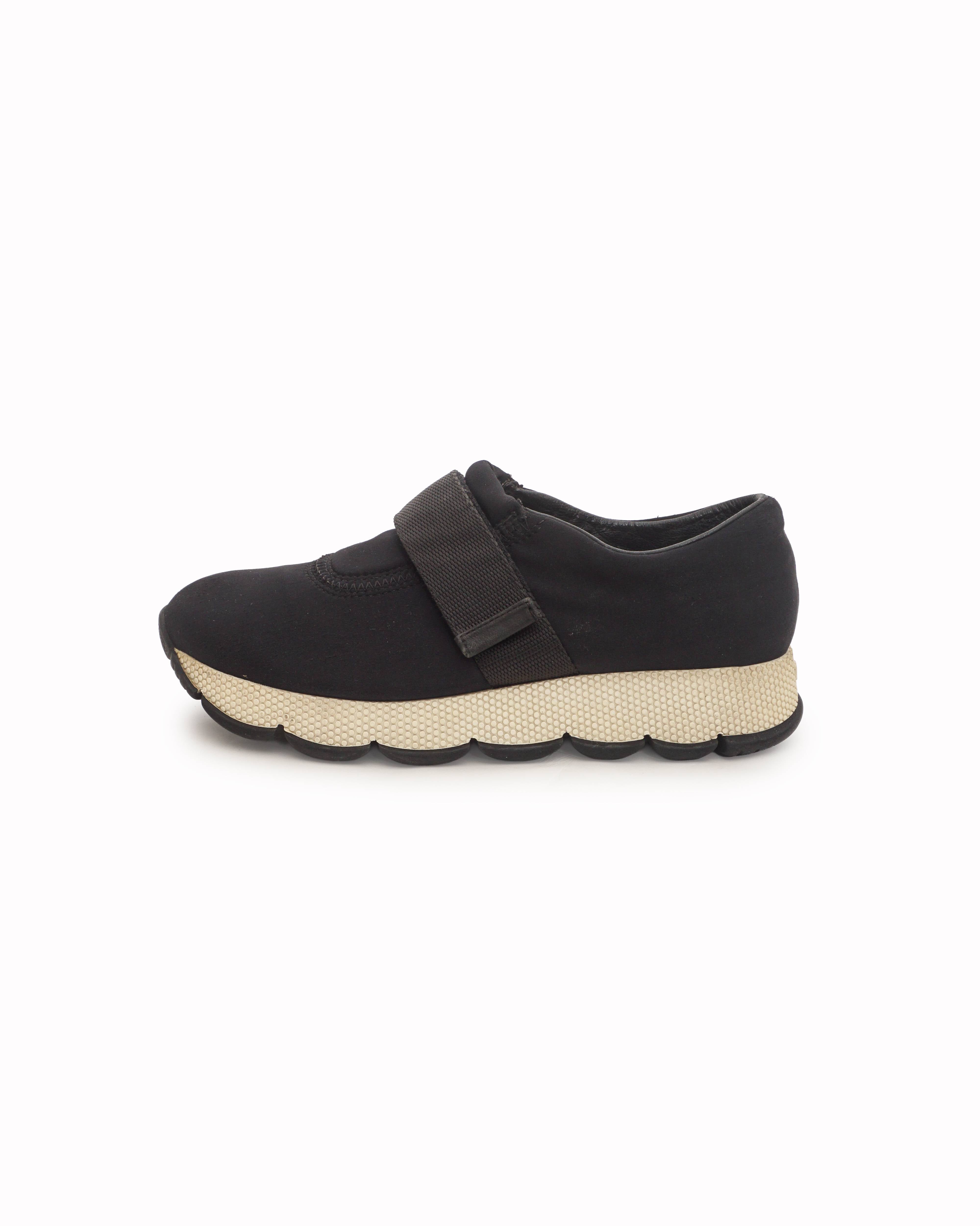 Prada Linea Rossa Black Neoprene Velcro Strap Sneakers
