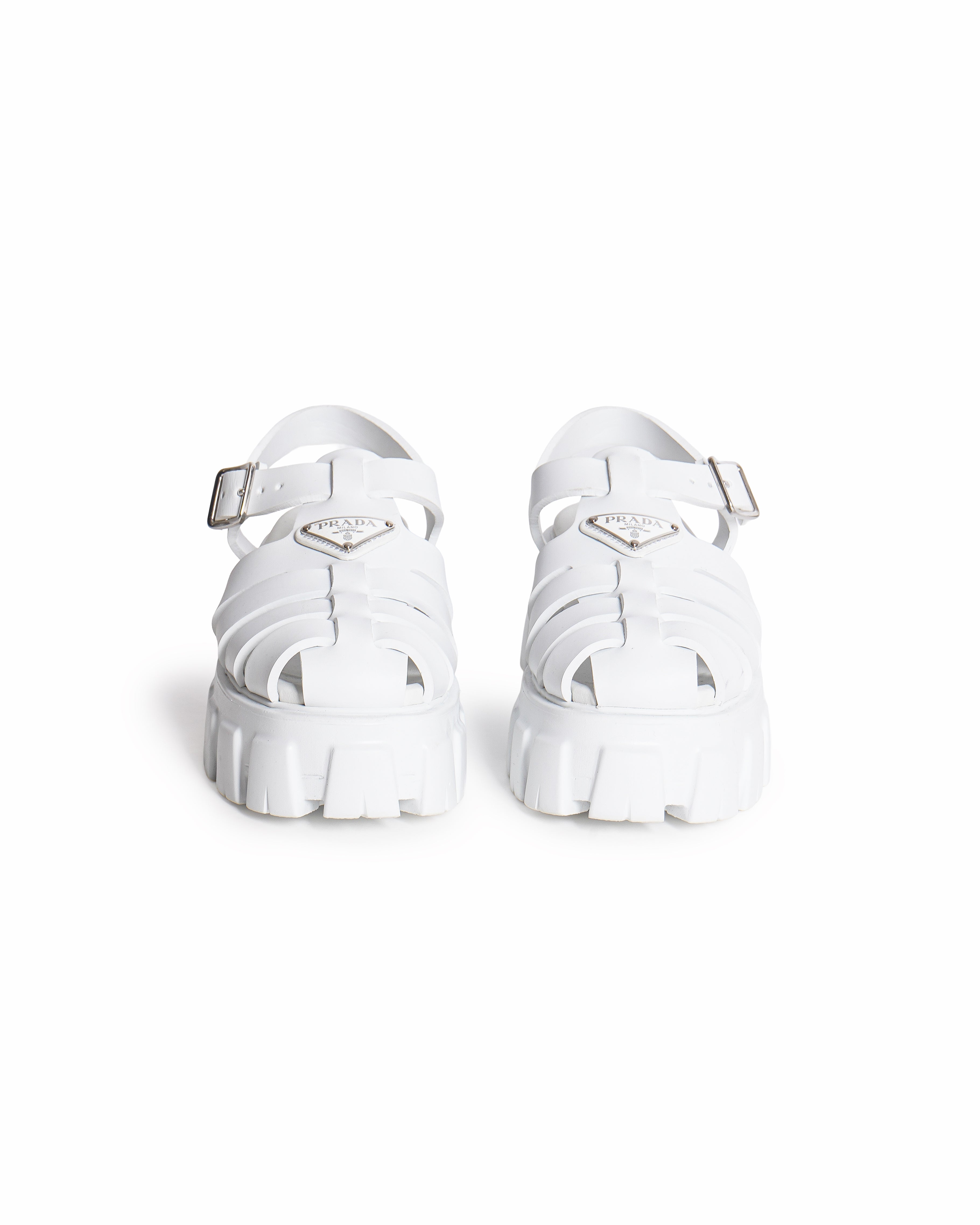 Prada Monolith White Foam Rubber Platform Sandals