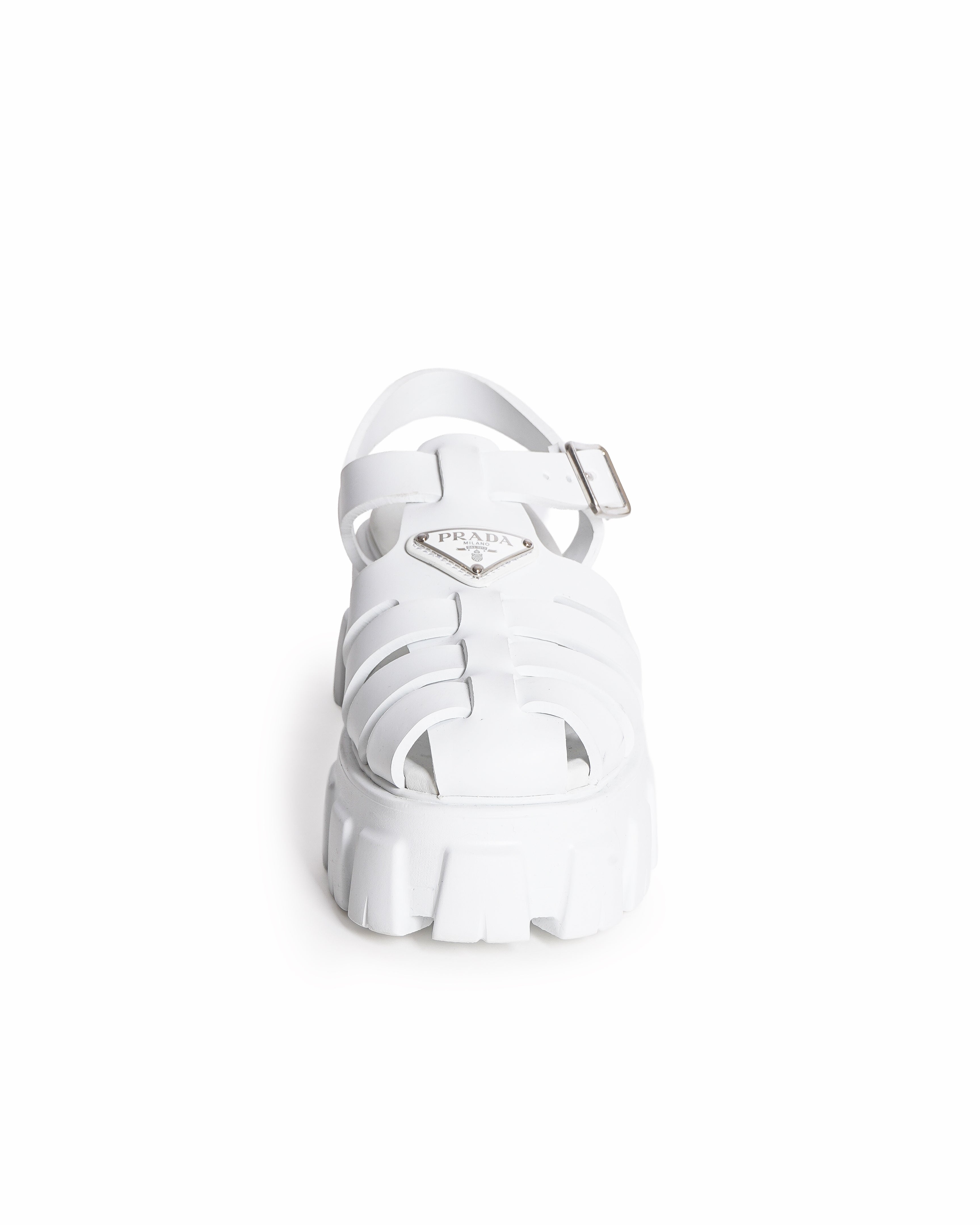 Prada Monolith White Foam Rubber Platform Sandals