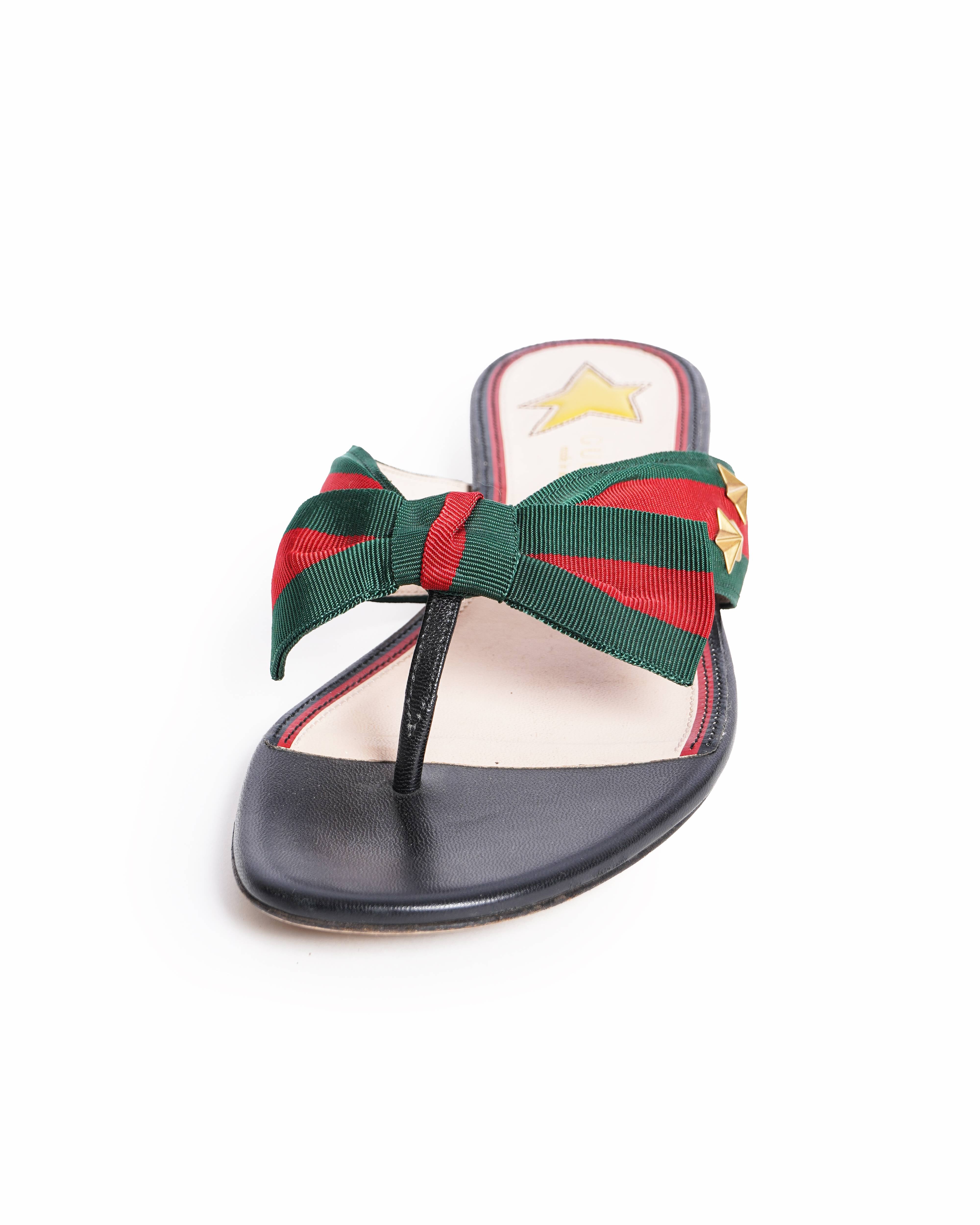 Gucci Tricolor Canvas Web Aline Thong Flats