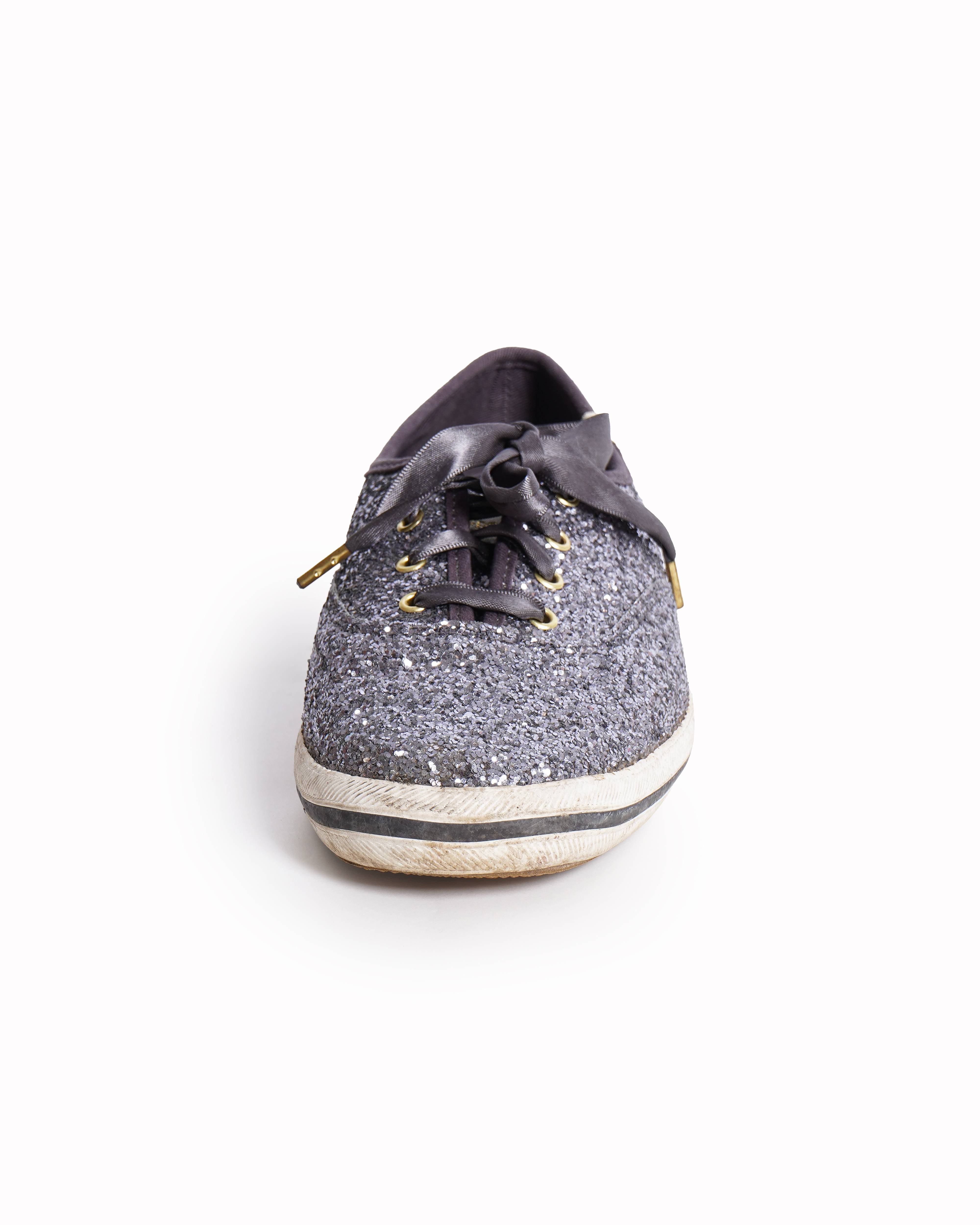 Kate Spade x Keds New York Glitter Lace Up Women's Shoes In Grey