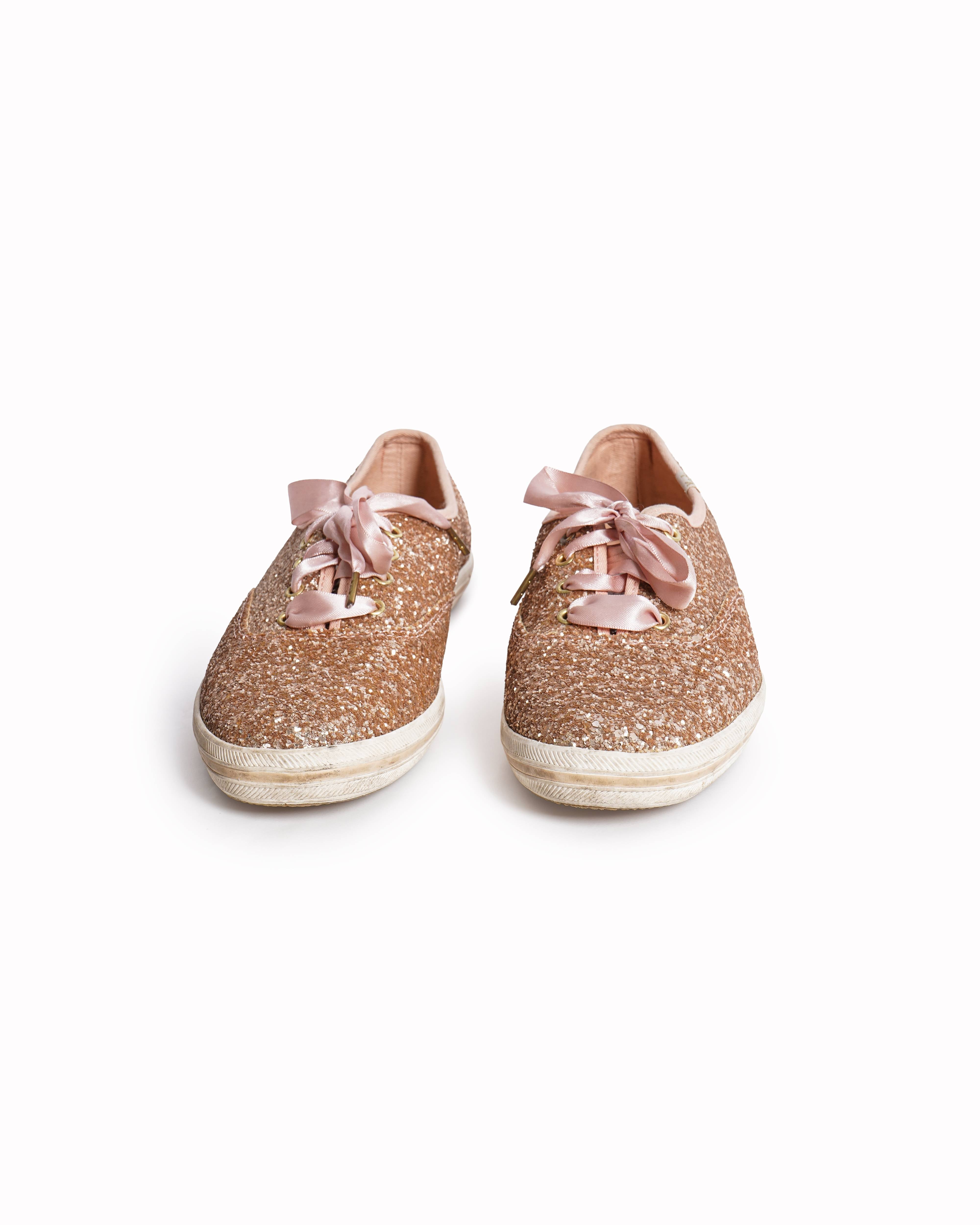 Kate Spade x Keds New York Glitter Lace Up Women's Shoes In Pink