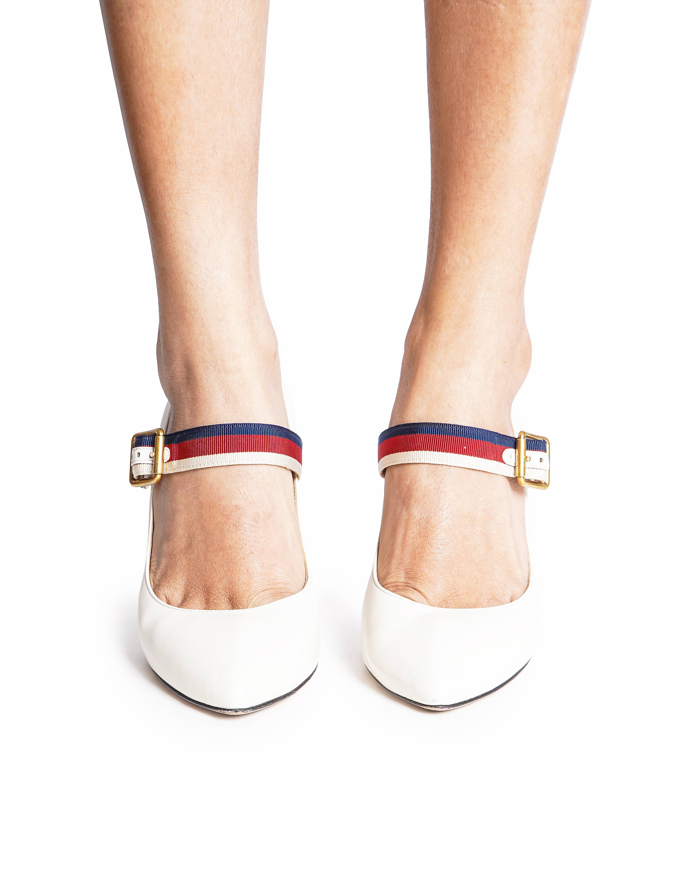 Gucci Cream Leather Sylvie Mary Jane Pumps