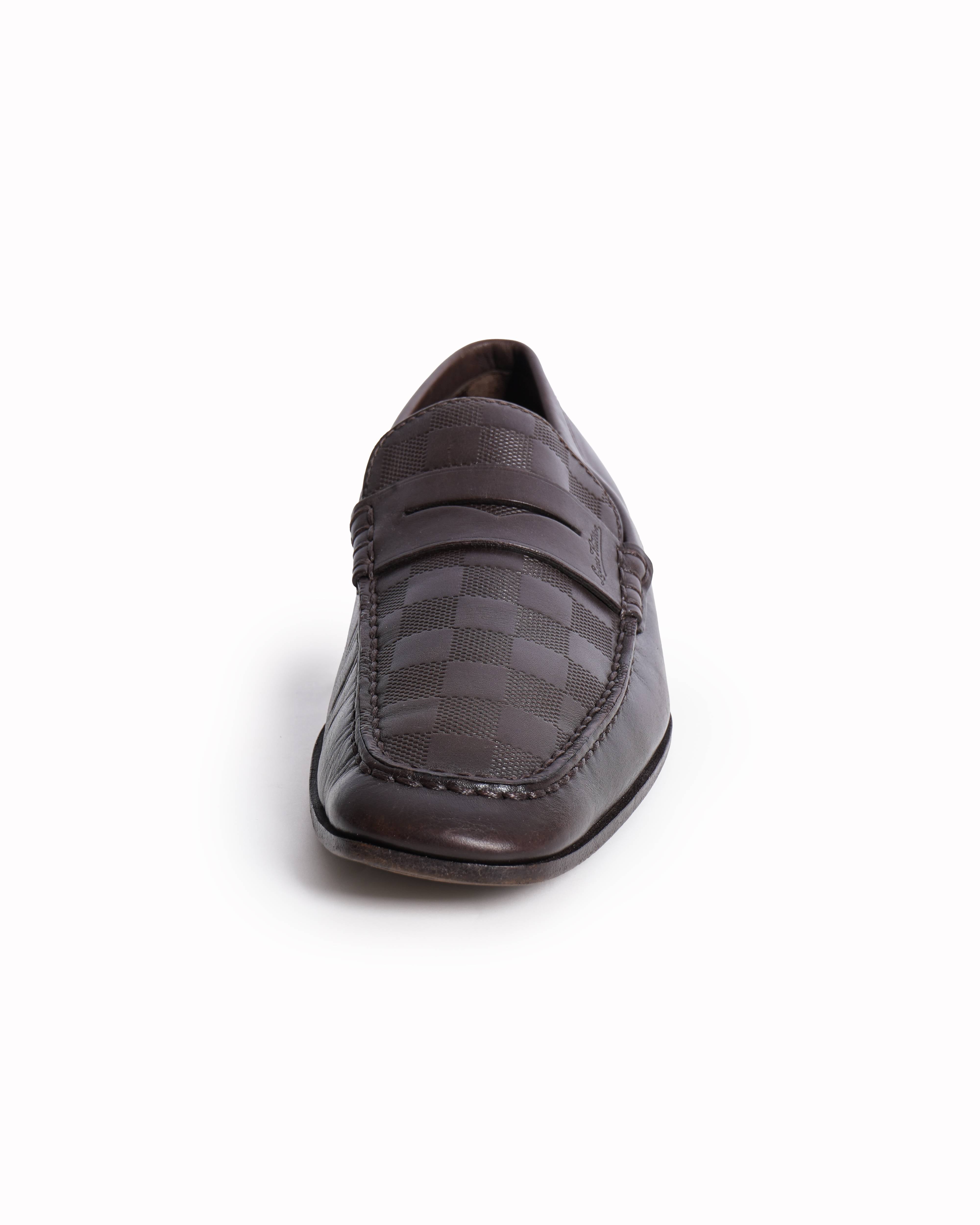Louis Vuitton Men’s Brown Damier Infini Leather Penny Loafers