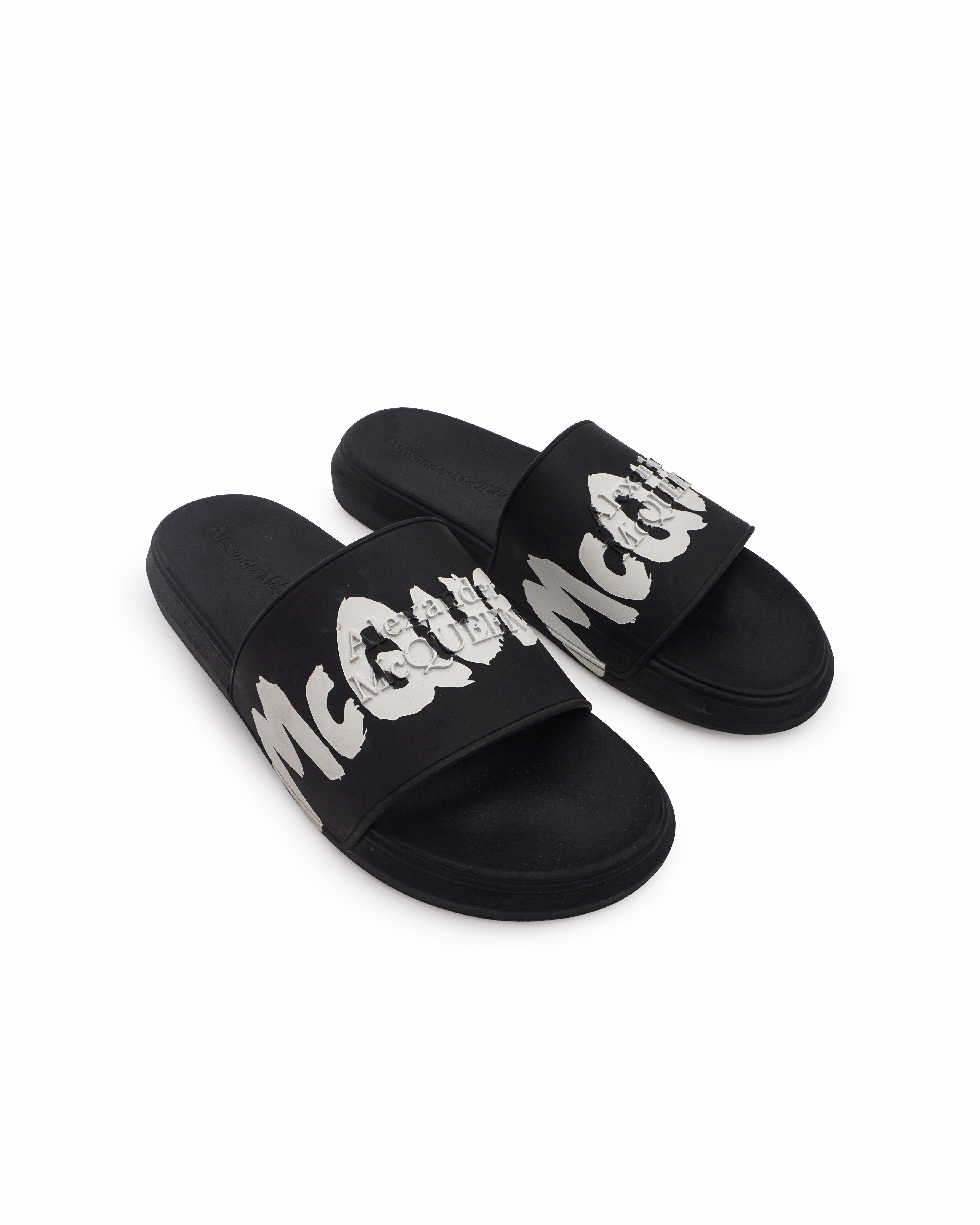 Alexander McQueen Men's Graffiti Logo Pool Sliders