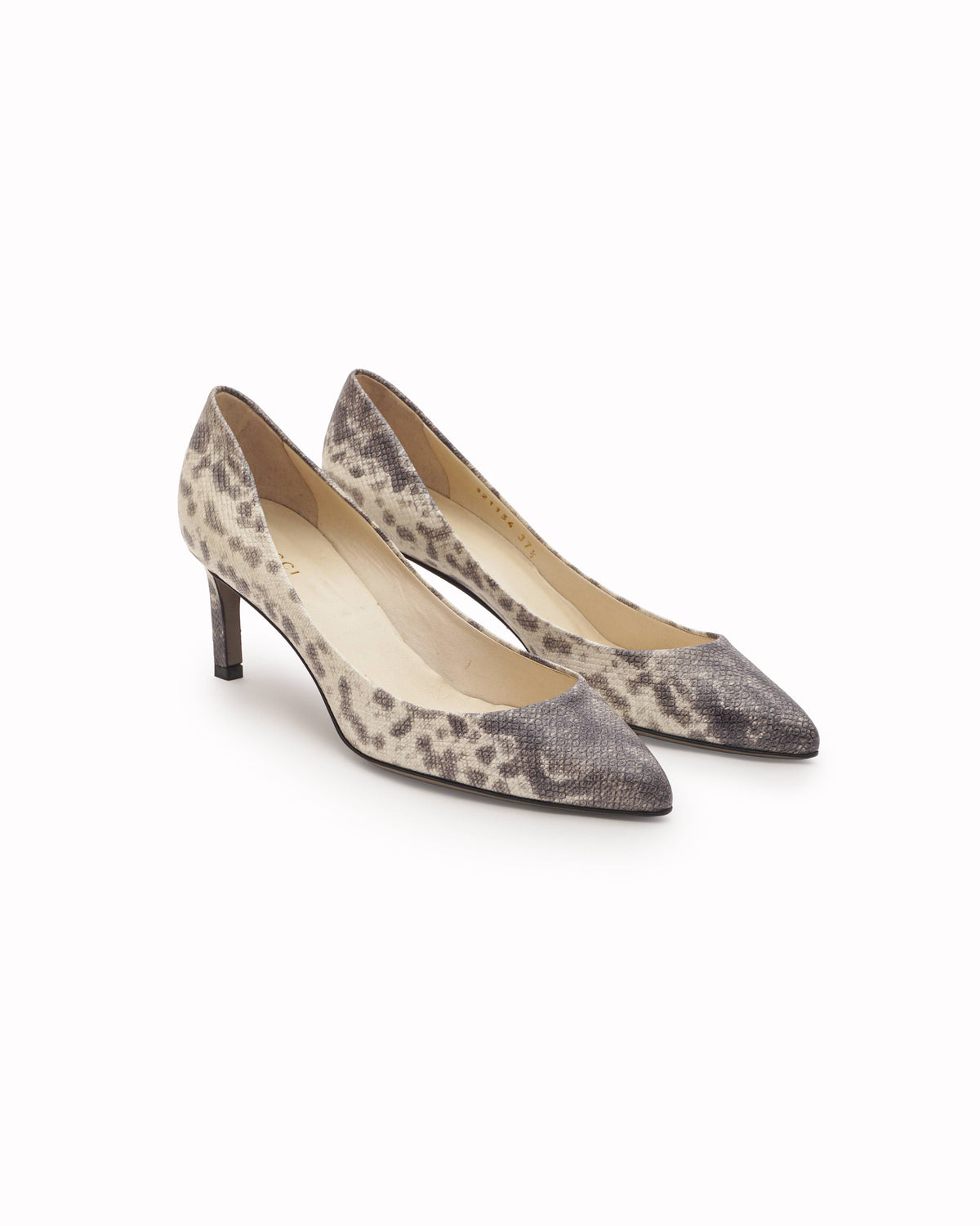 Gucci Python Print Pointed-Toe Mid-Heel Pumps
