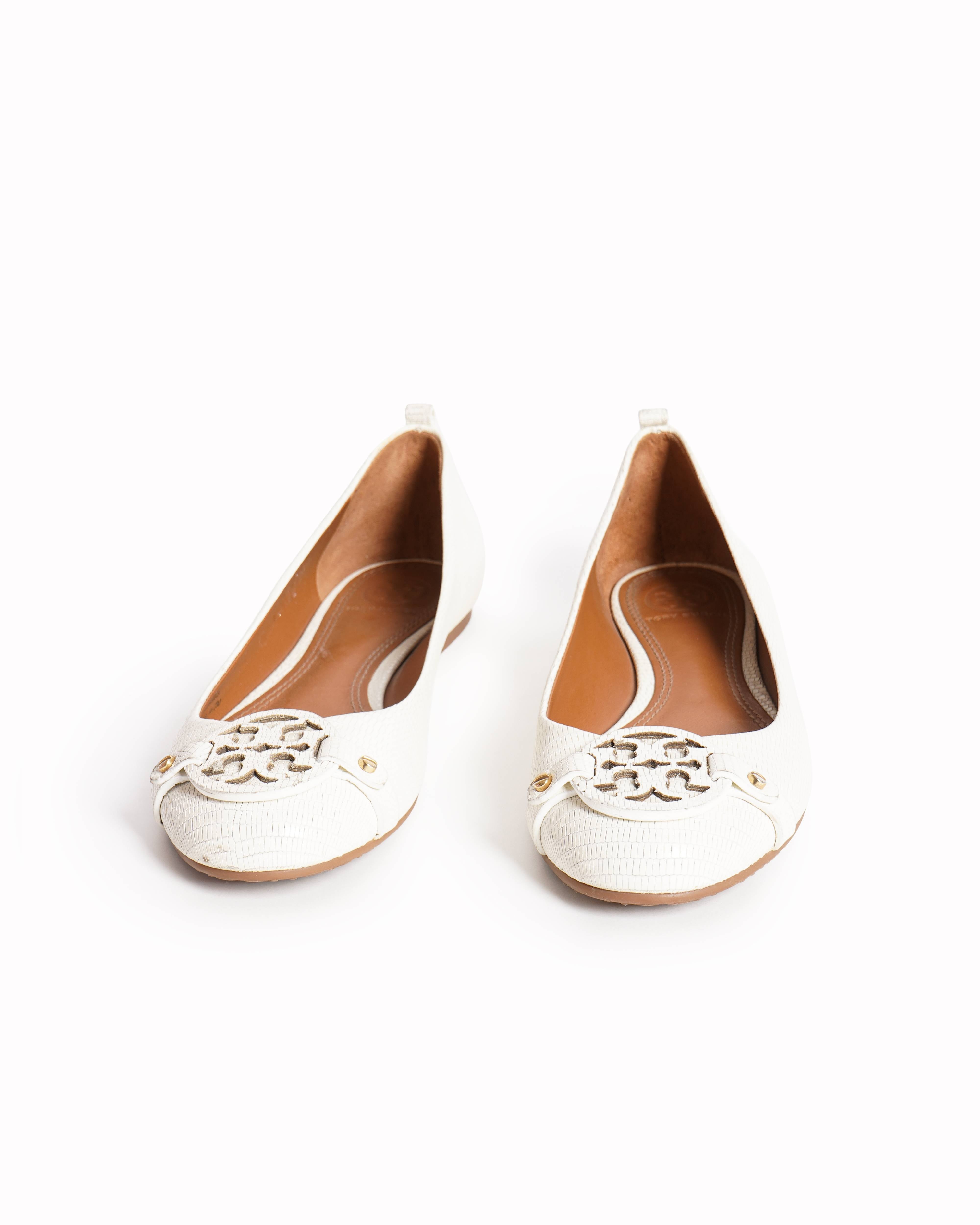 Tory Burch Mini Miller Ballet Flats In White