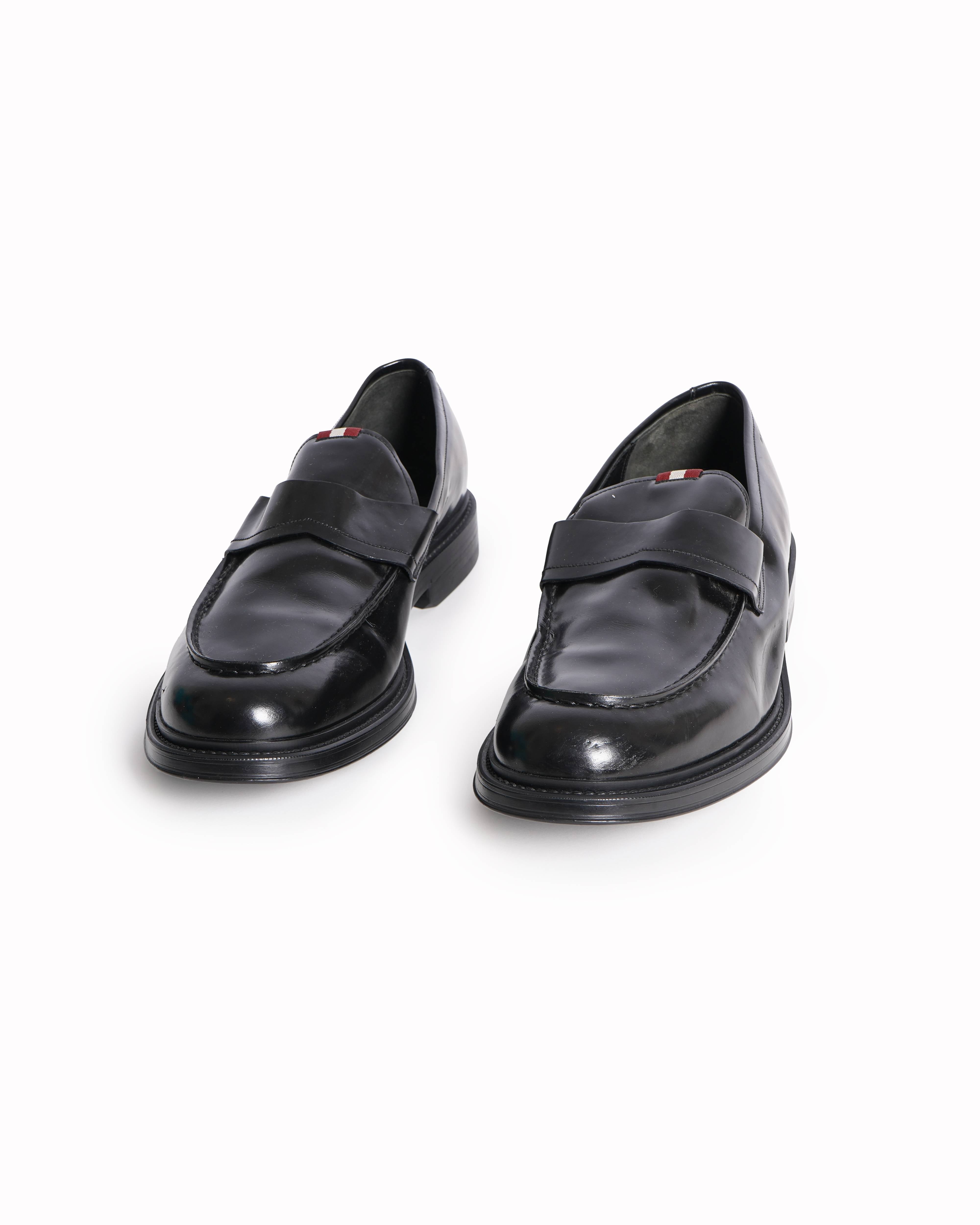 Bally black patent leather loafers