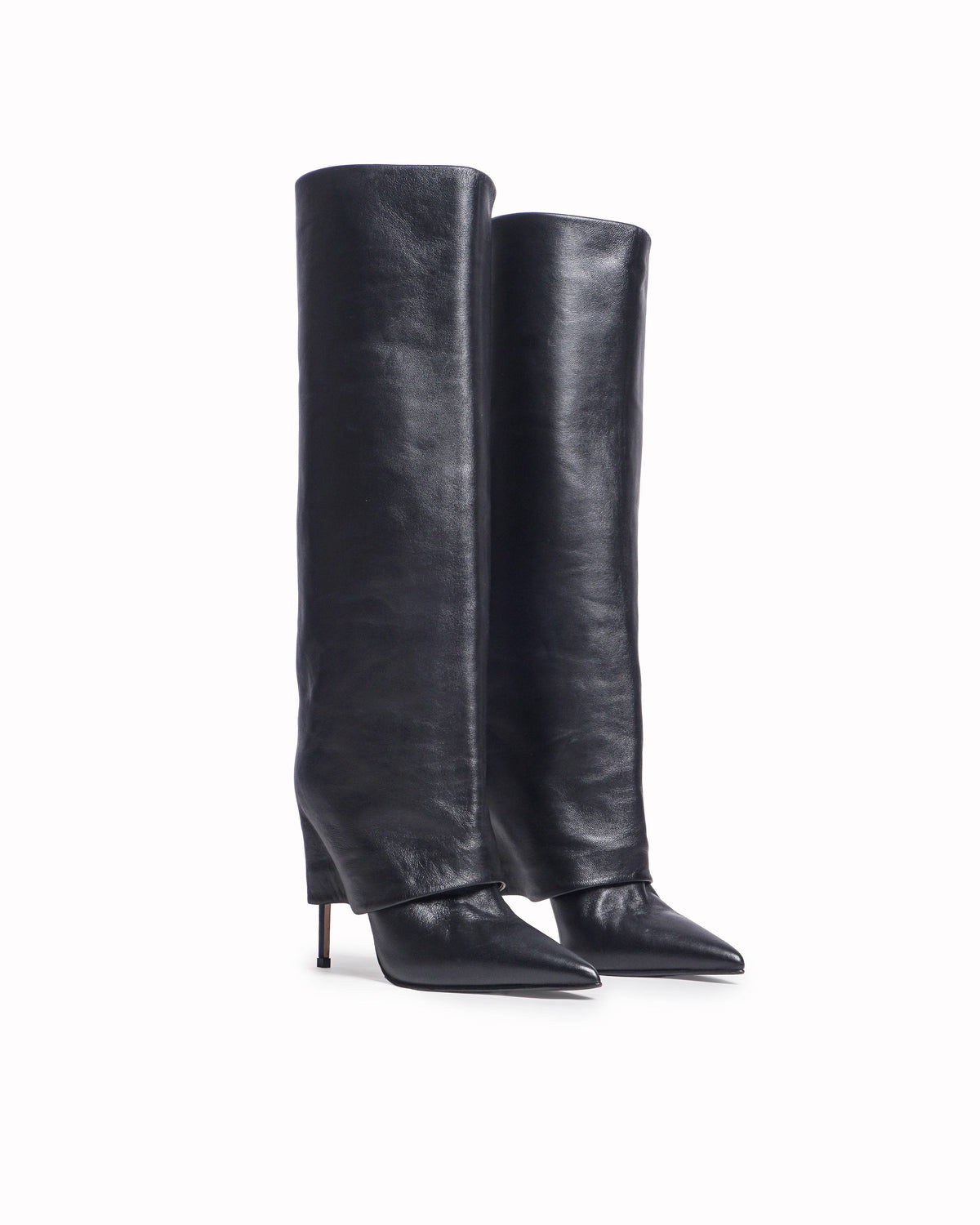 Le Silla Andy Black Leather Cuffed Boots