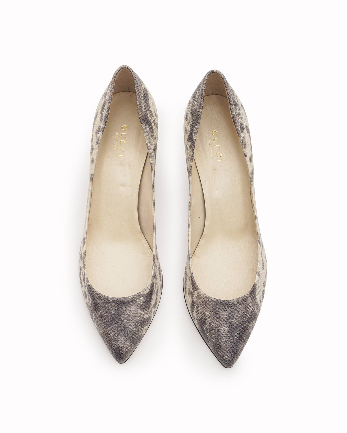 Gucci Python Print Pointed-Toe Mid-Heel Pumps