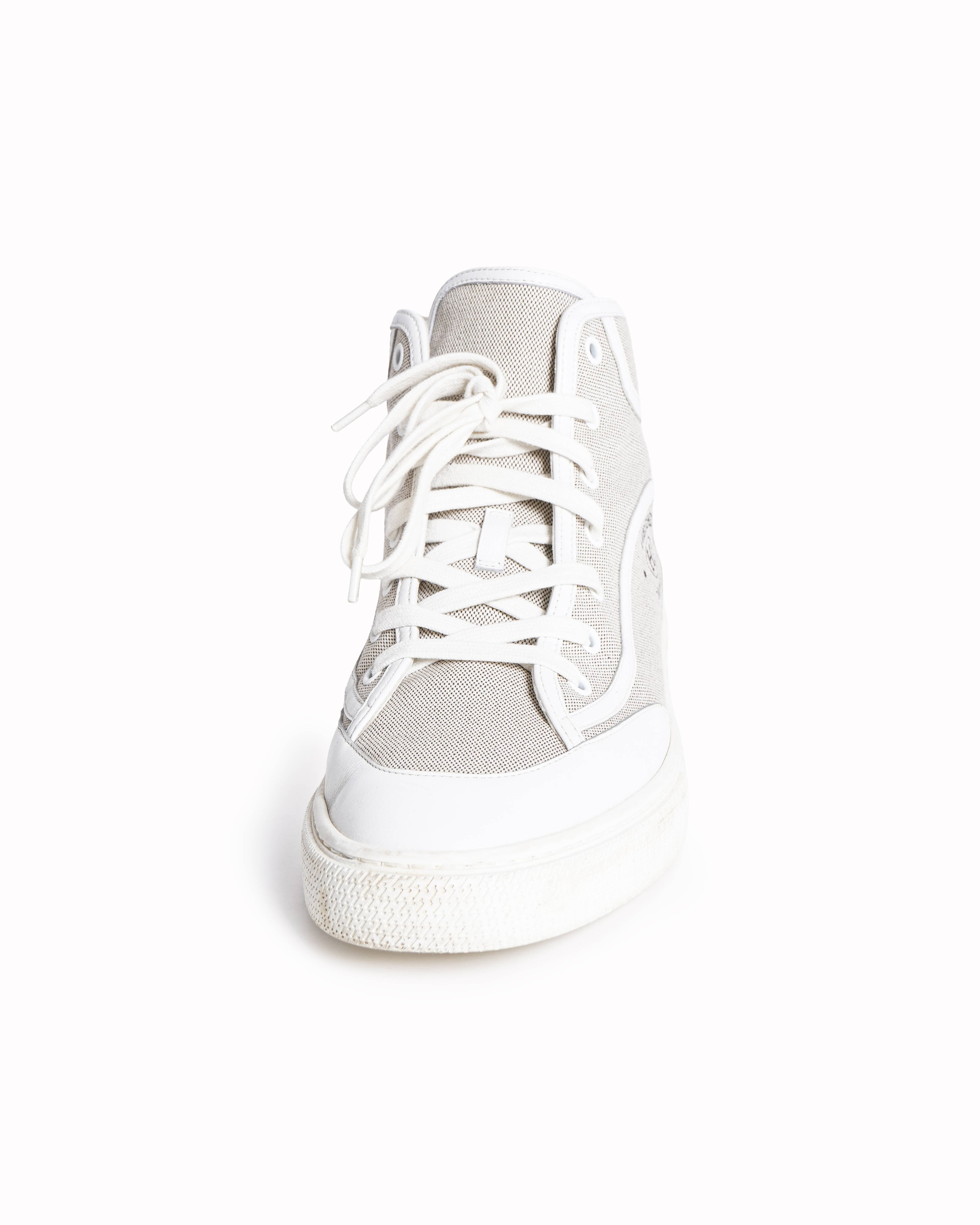 Hermès Canvas & White Leather Get Up High-Top Sneakers