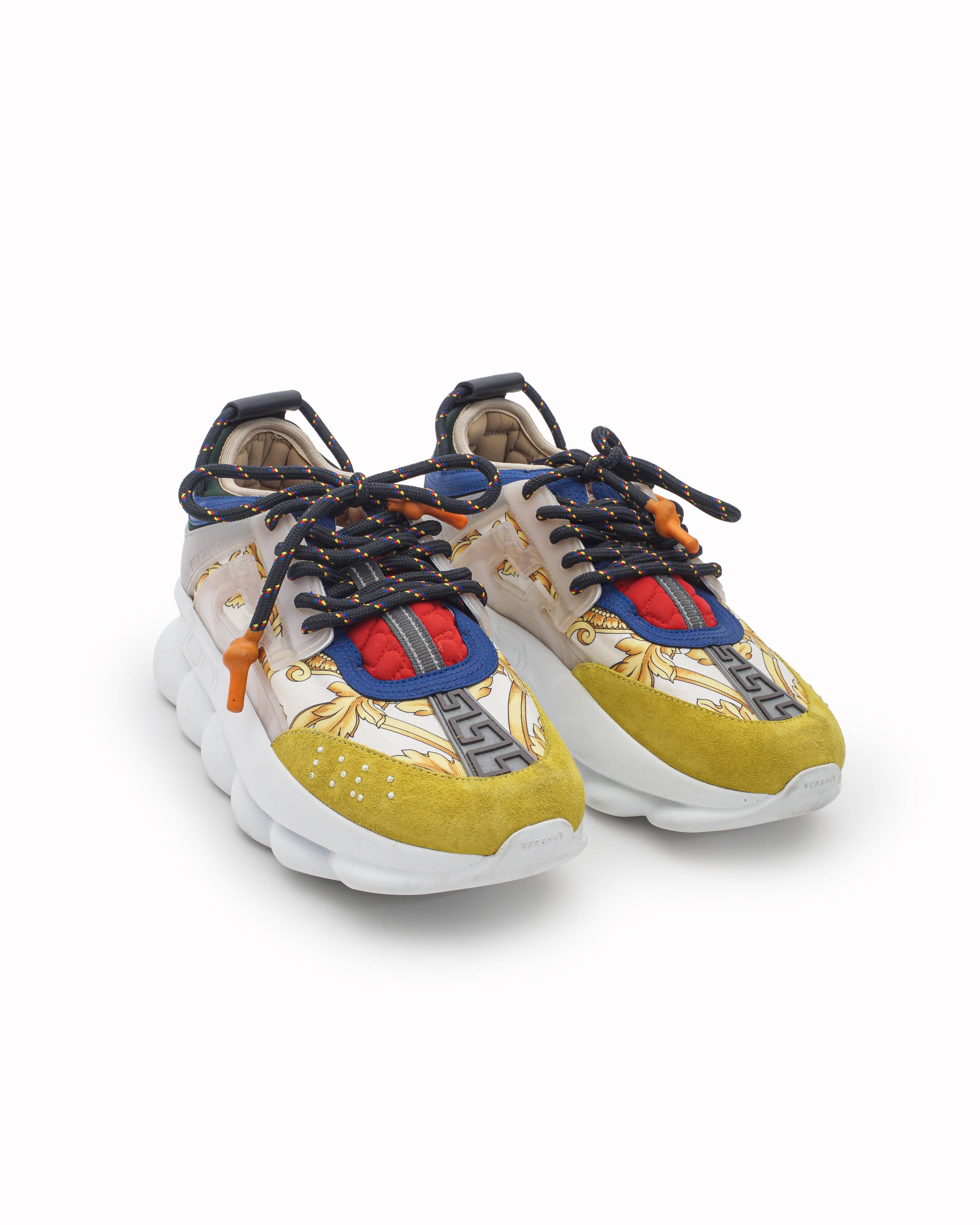 Versace Unisex White Barocco Chain Reaction Sneakers