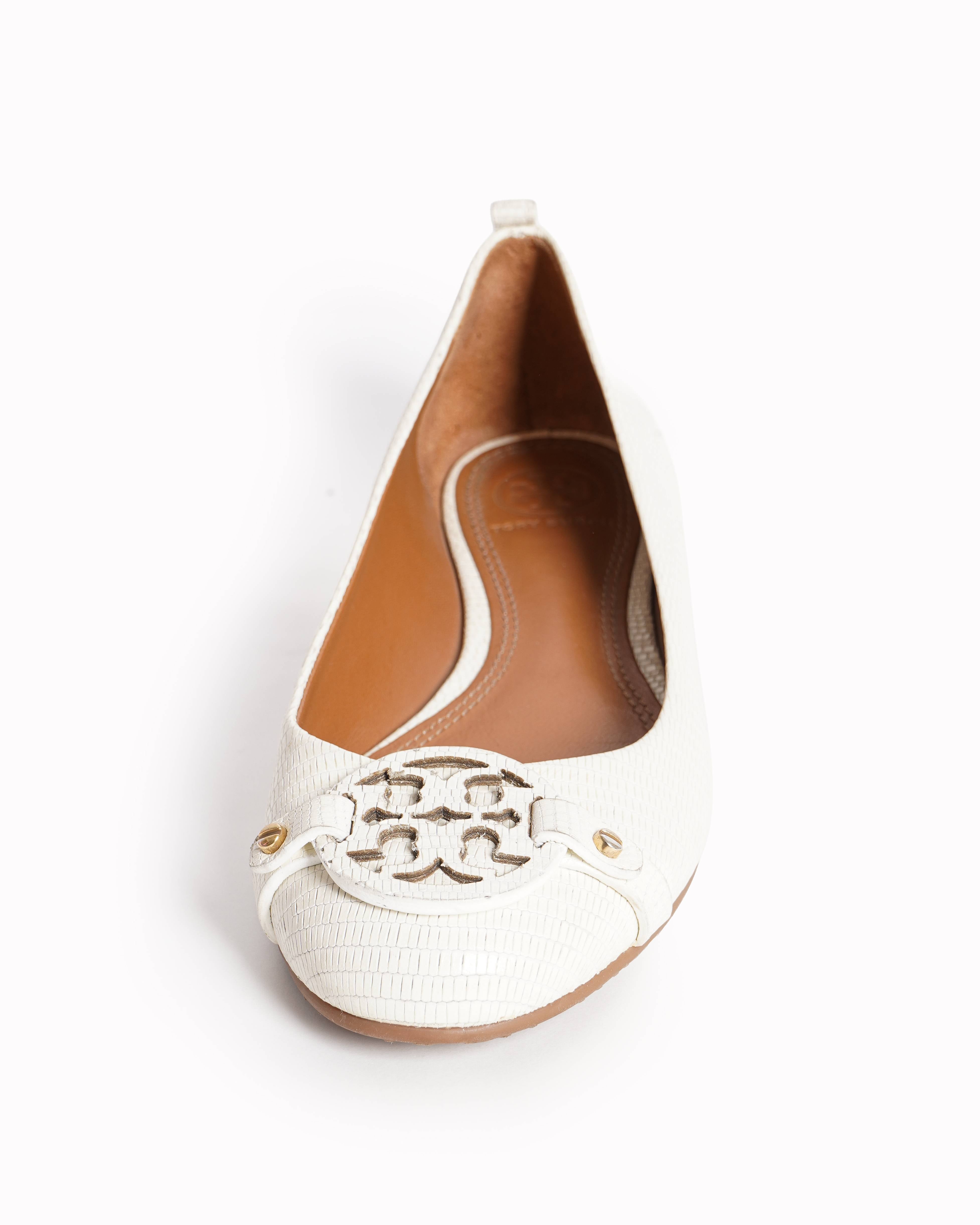 Tory Burch Mini Miller Ballet Flats In White
