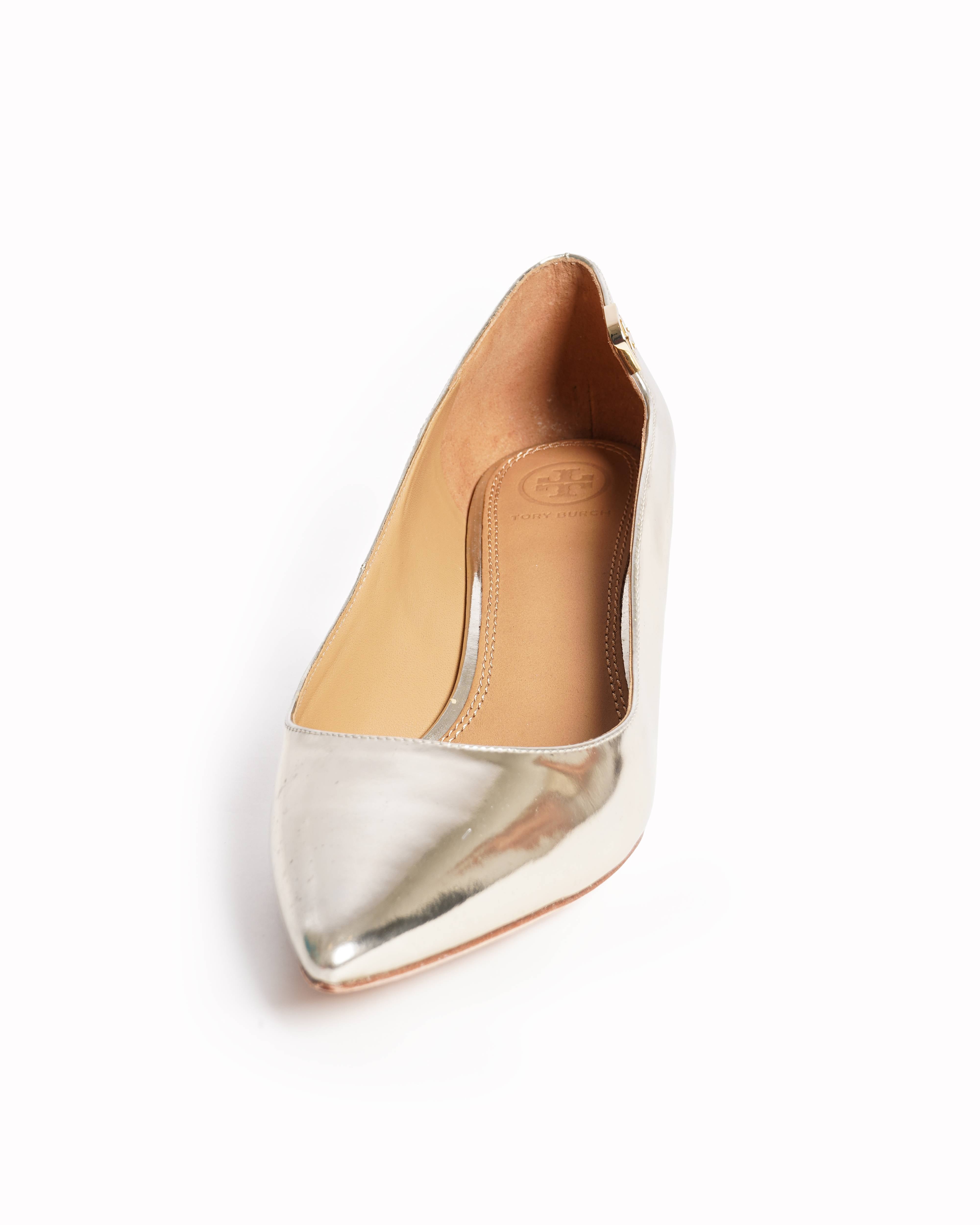 New Tory Burch Elizabeth Pump Mirror Metallic In Gold