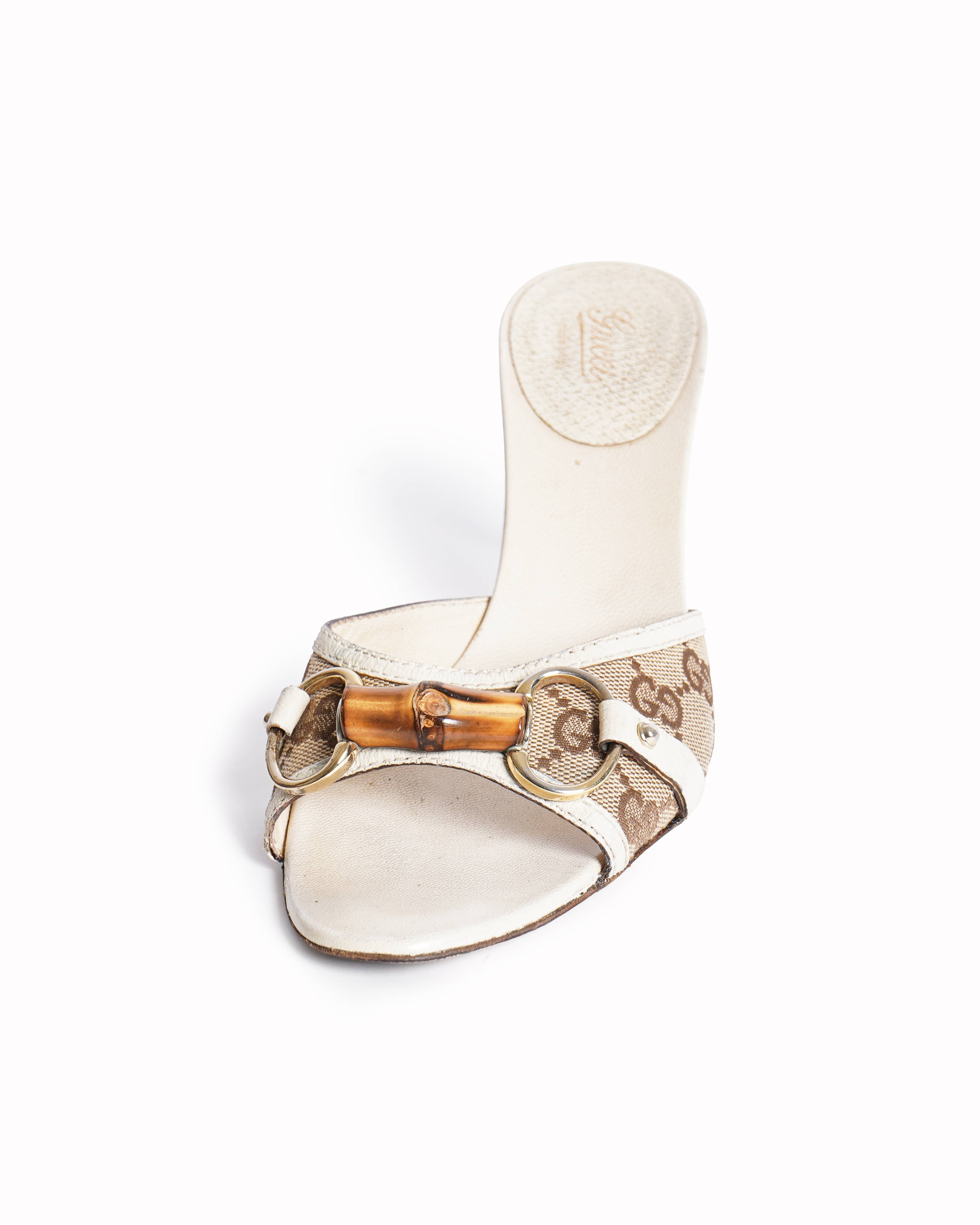 Gucci horsebit bamboo beige heels