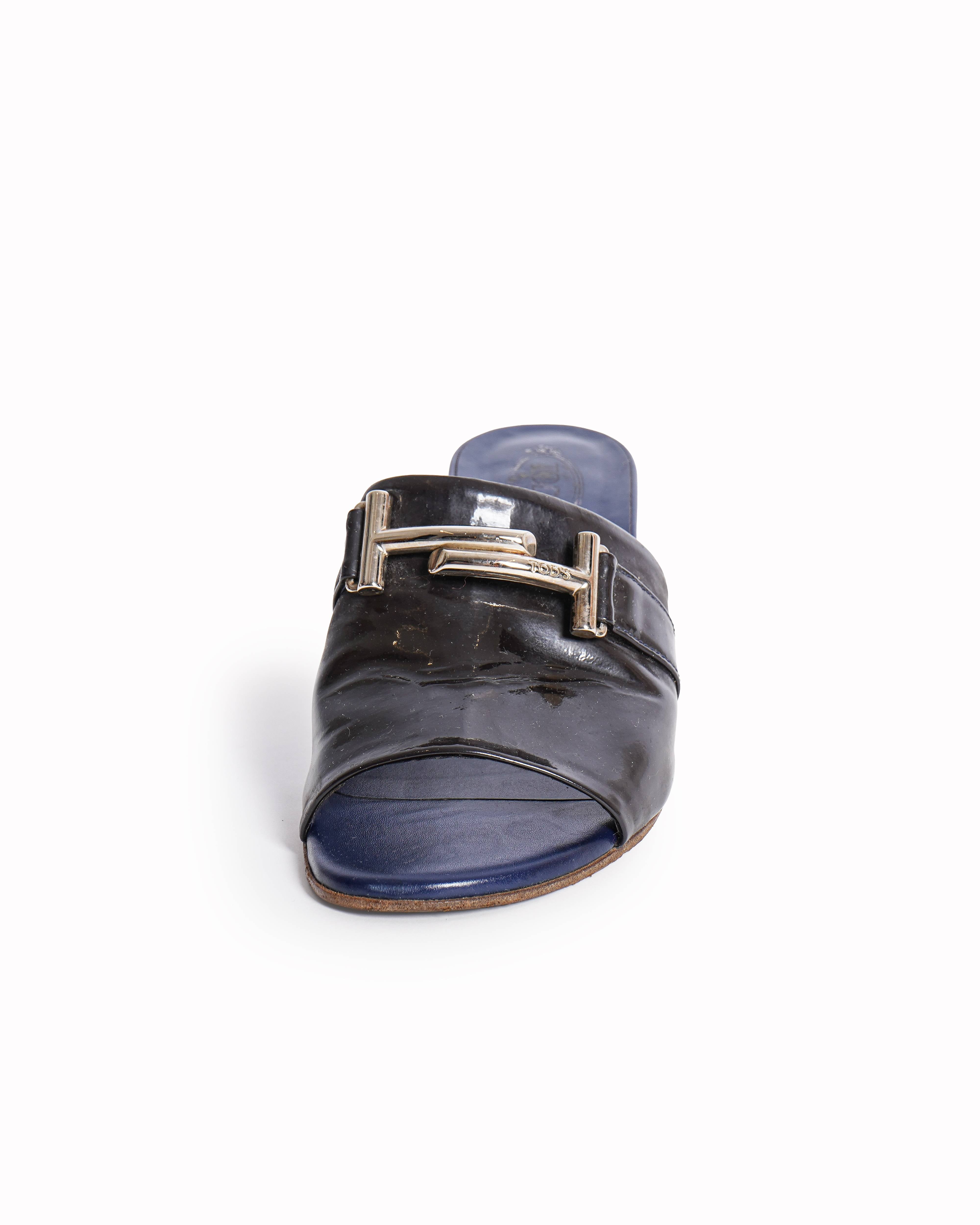 Tod’s Timeless Black Patent Leather Slide Sandals