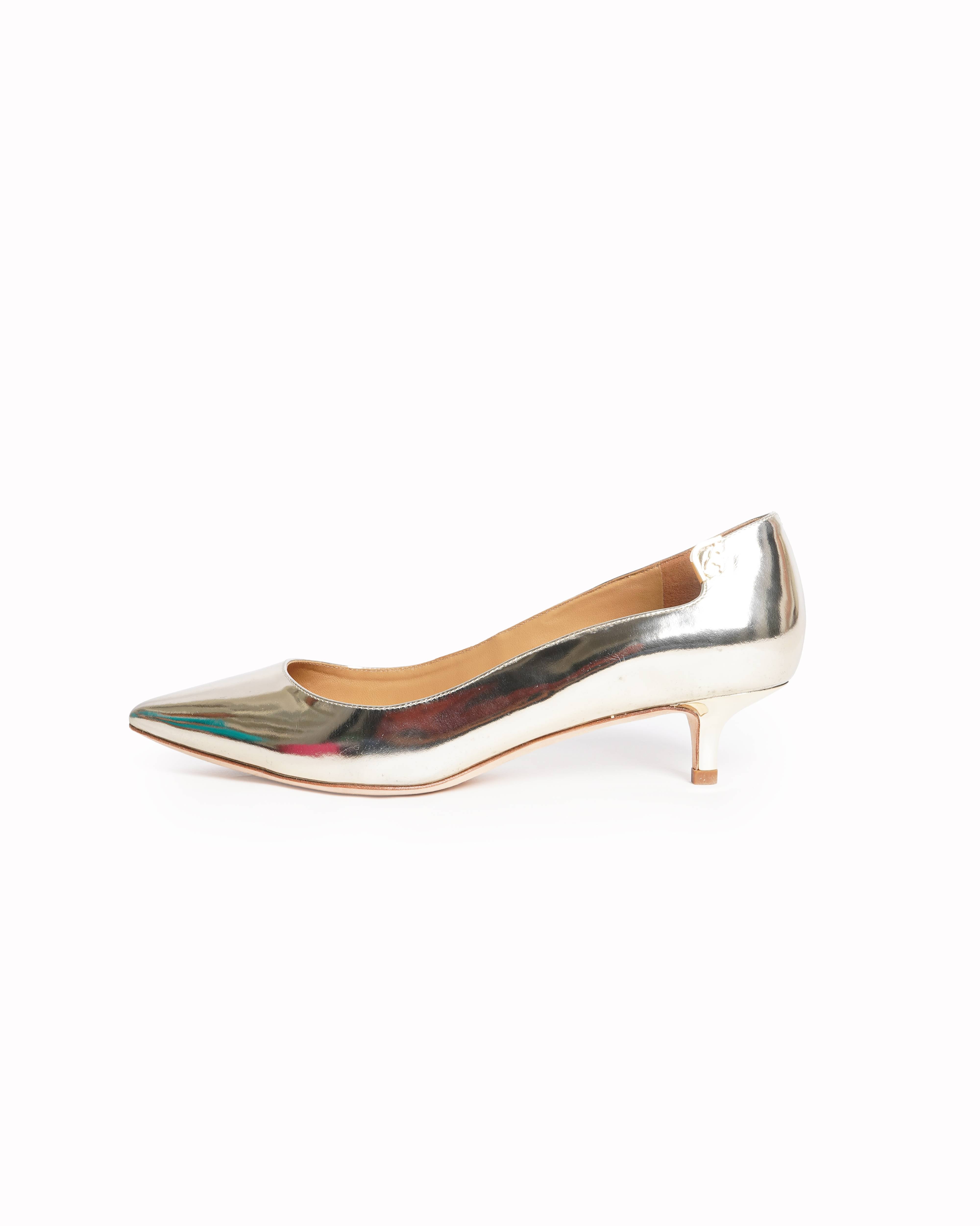 New Tory Burch Elizabeth Pump Mirror Metallic In Gold