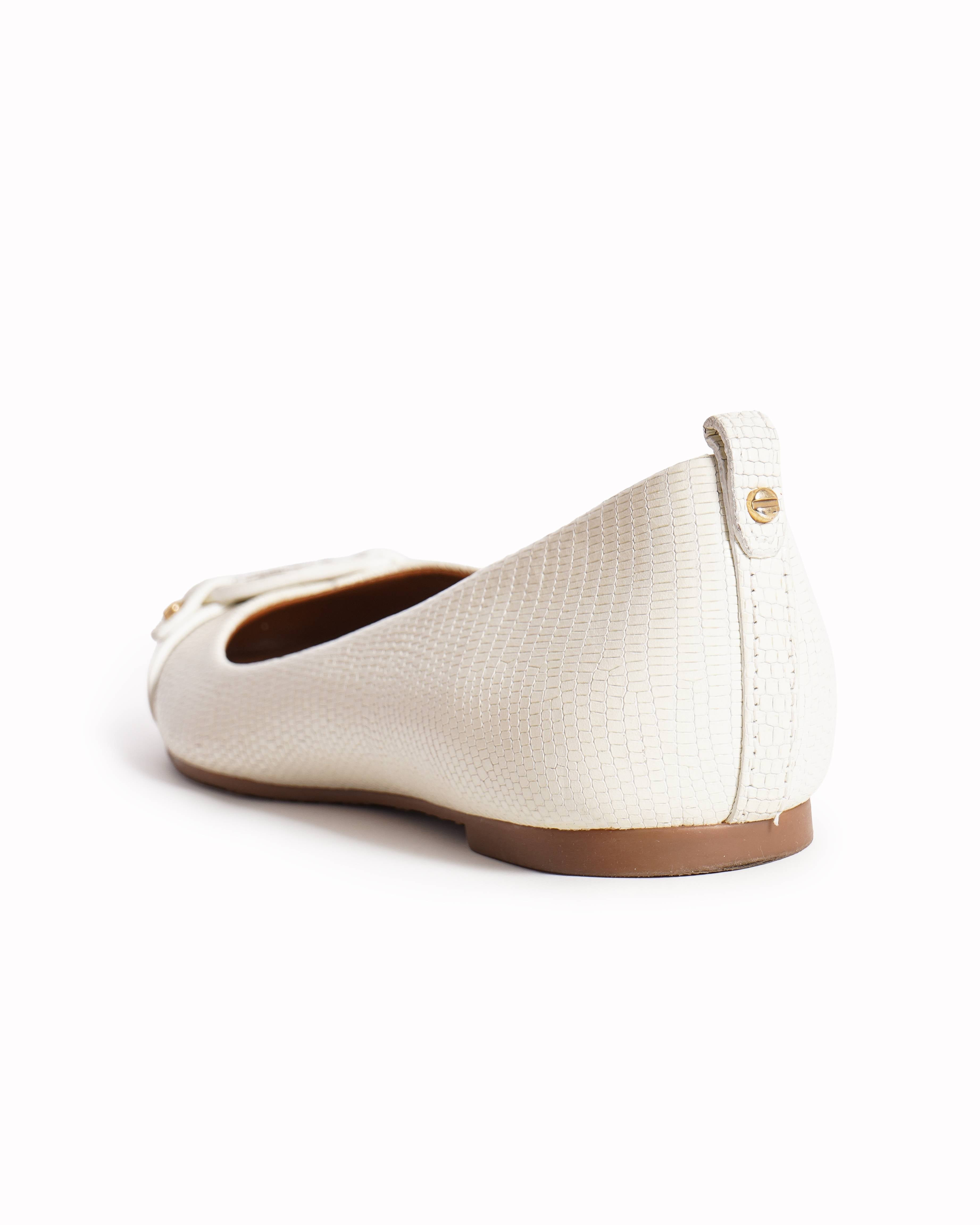 Tory Burch Mini Miller Ballet Flats In White