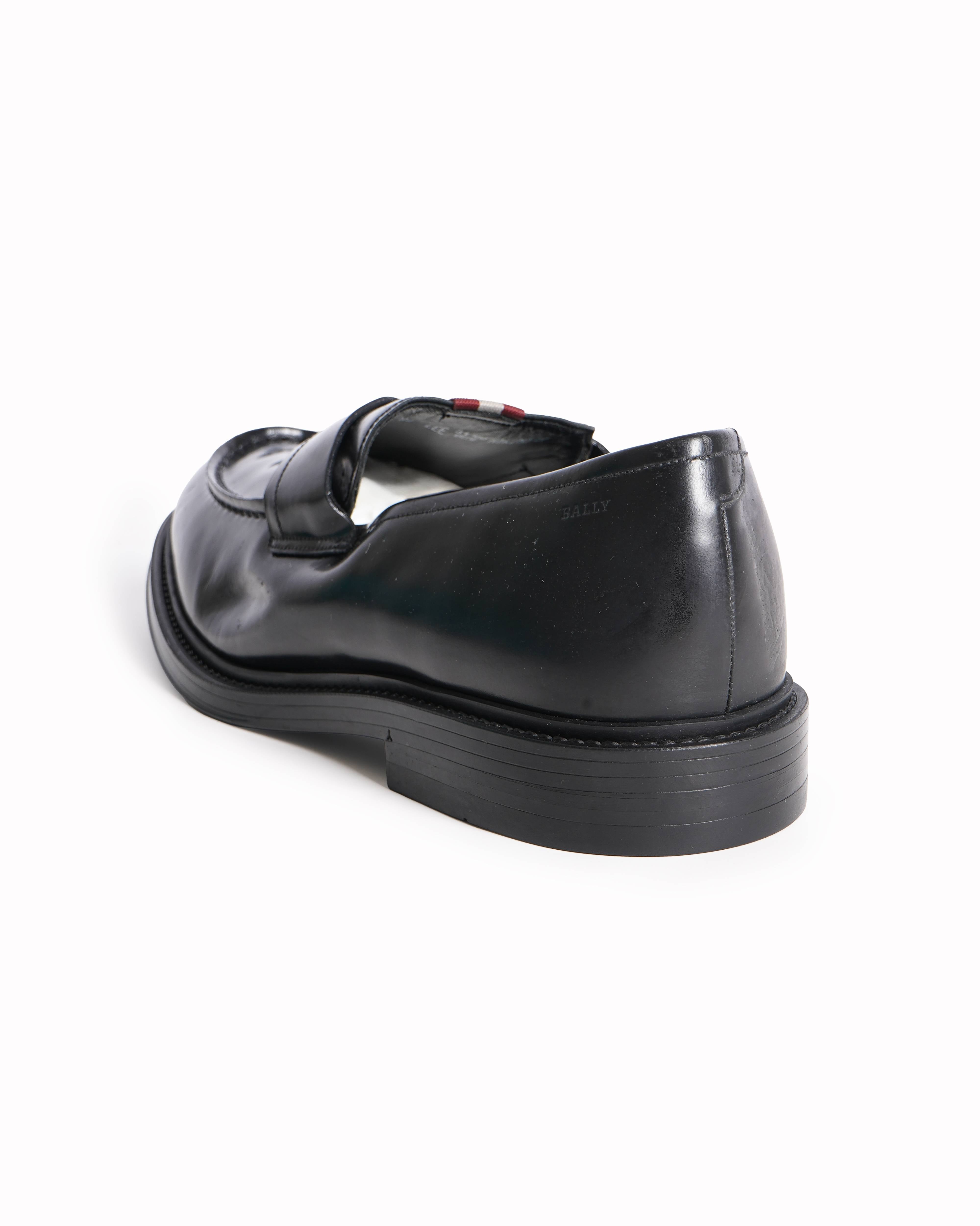 Bally black patent leather loafers