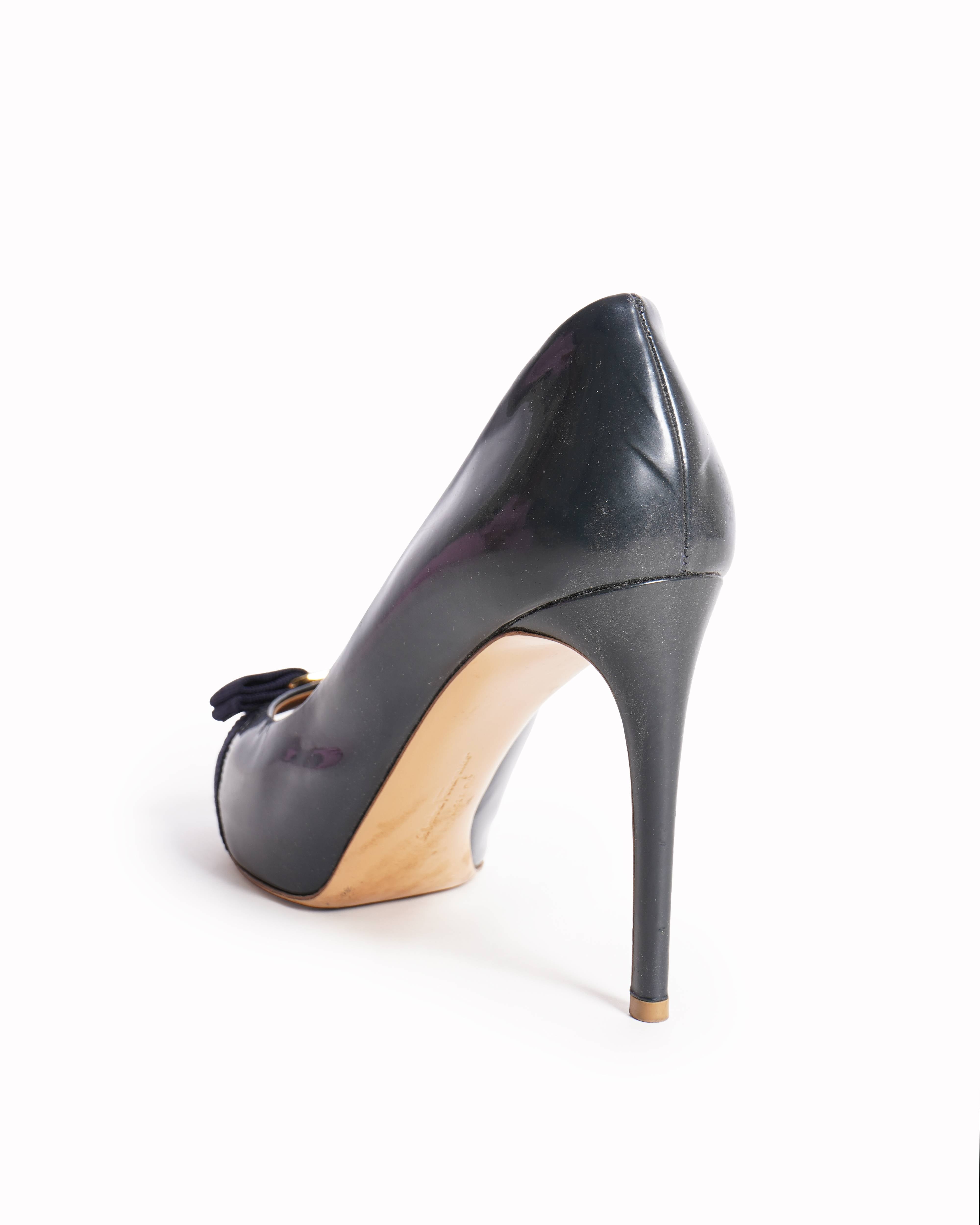 Salvatore Ferragamo peep toe vara bow heels