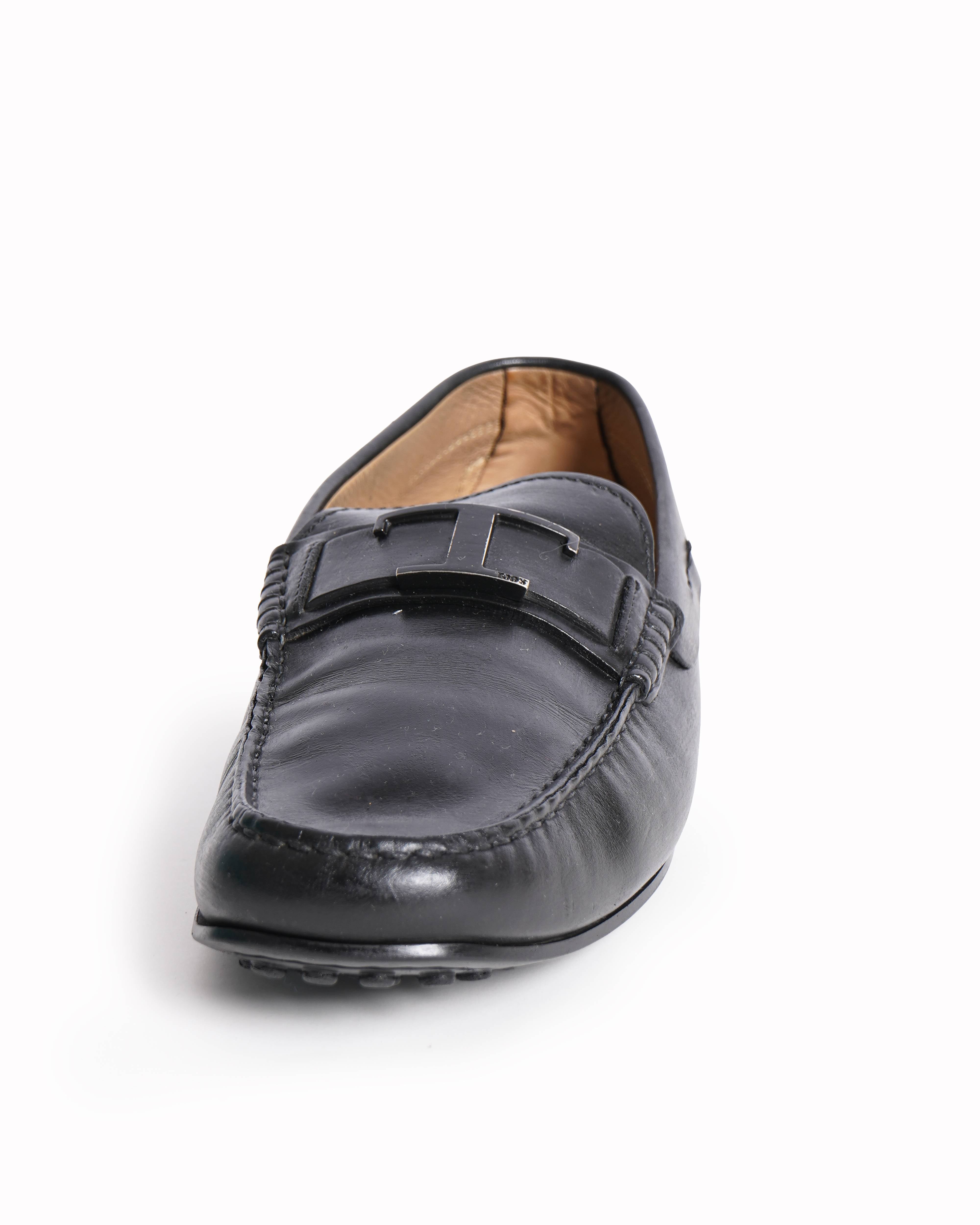Tod's black leather loafers