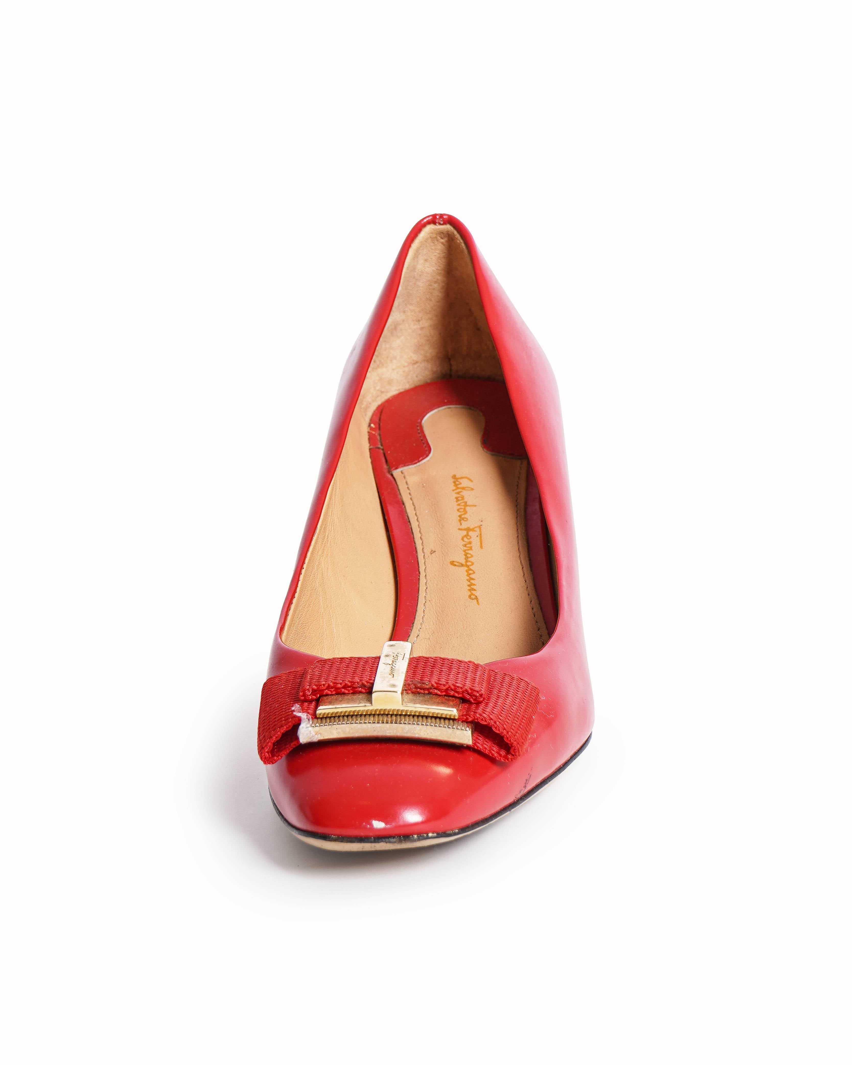 Salvatore Ferragamo Double Bow Block-Heel Pumps