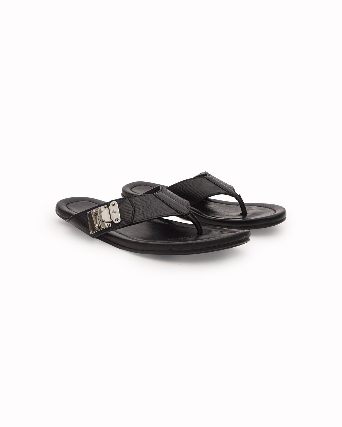 Louis Vuitton Men's Black Epi Leather Flip-Flops