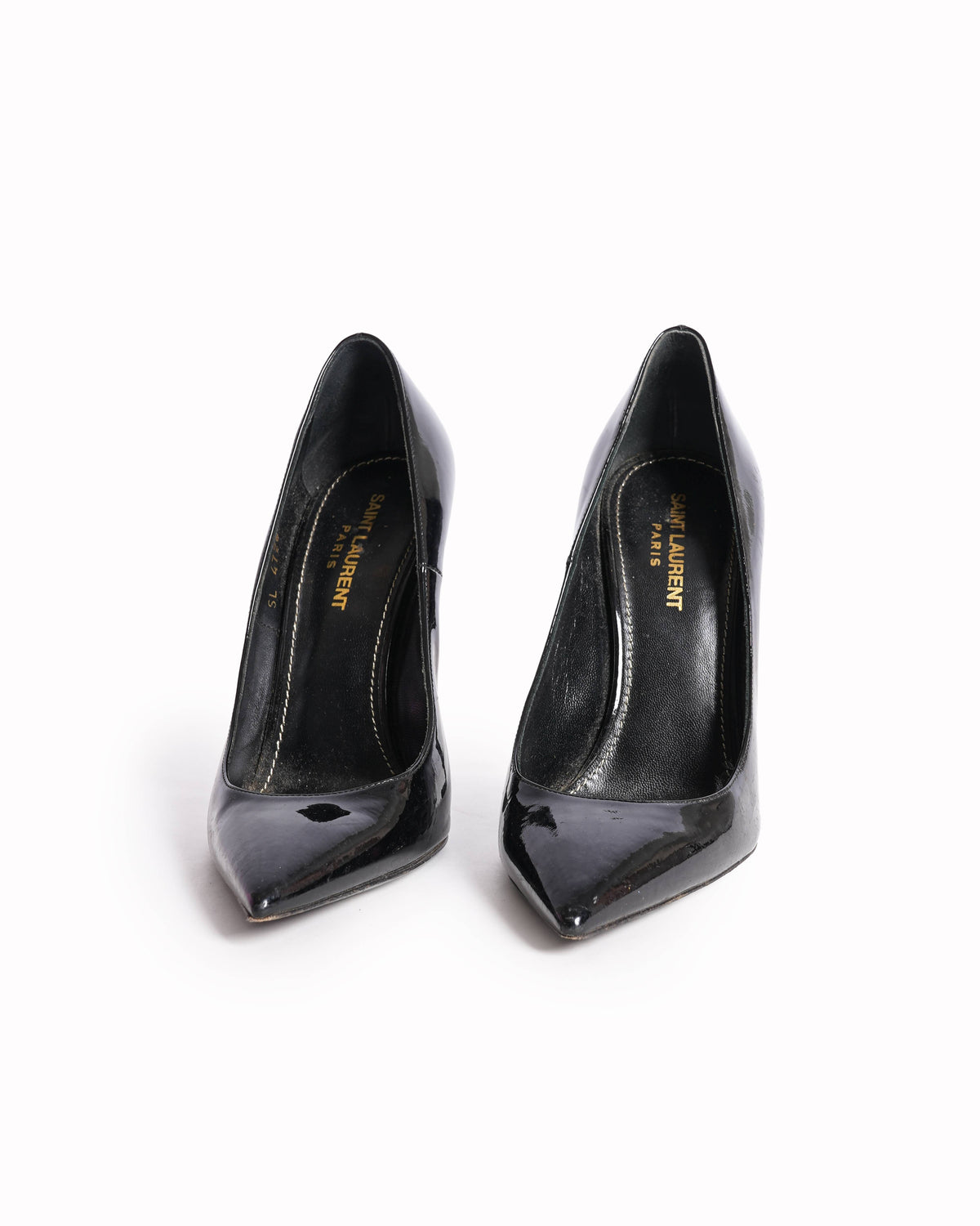 Saint Laurent Black Patent Leather Opyum YSL Monogram Heels 