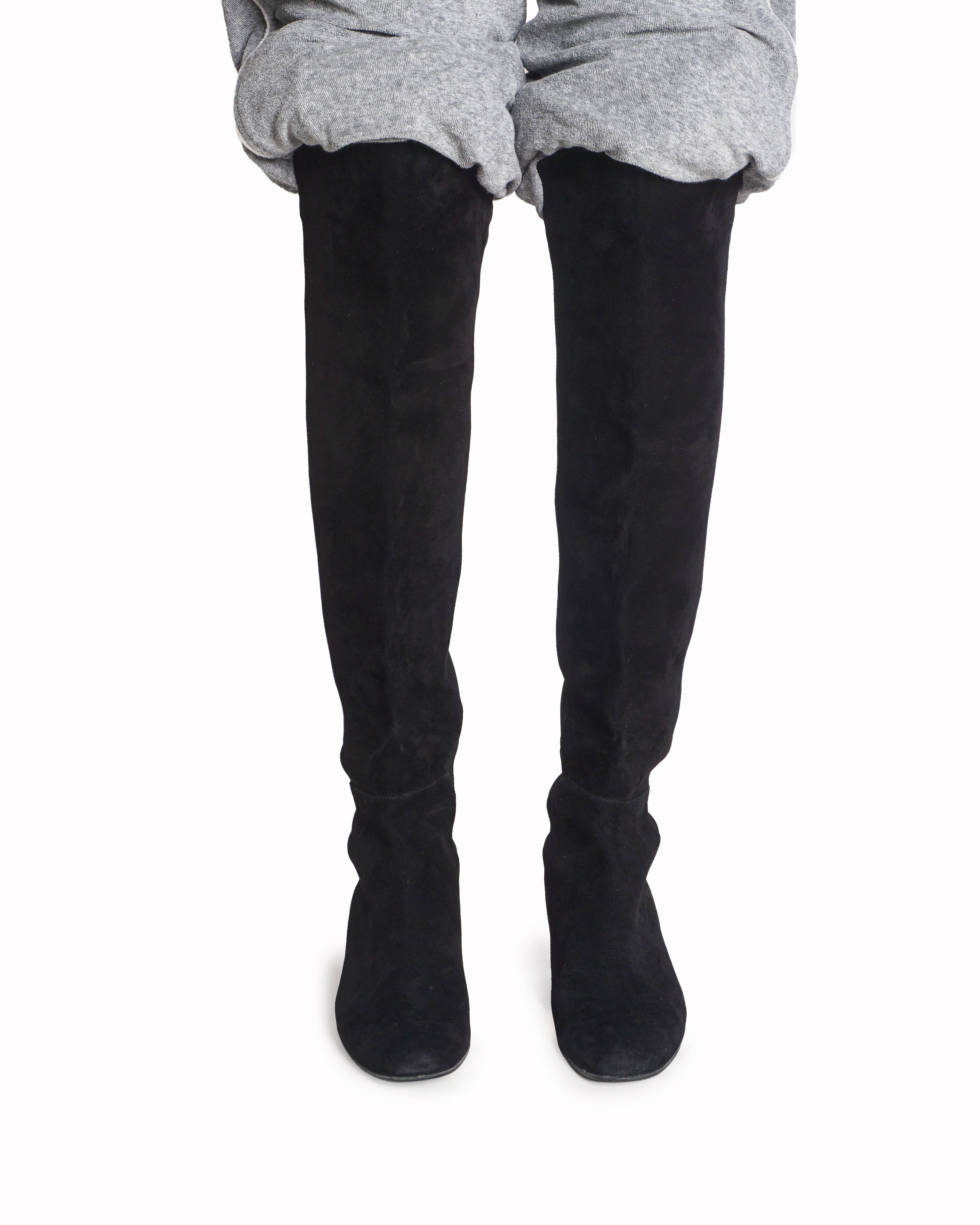 Stuart Weitzman Lowland Black Stretch Suede Boots