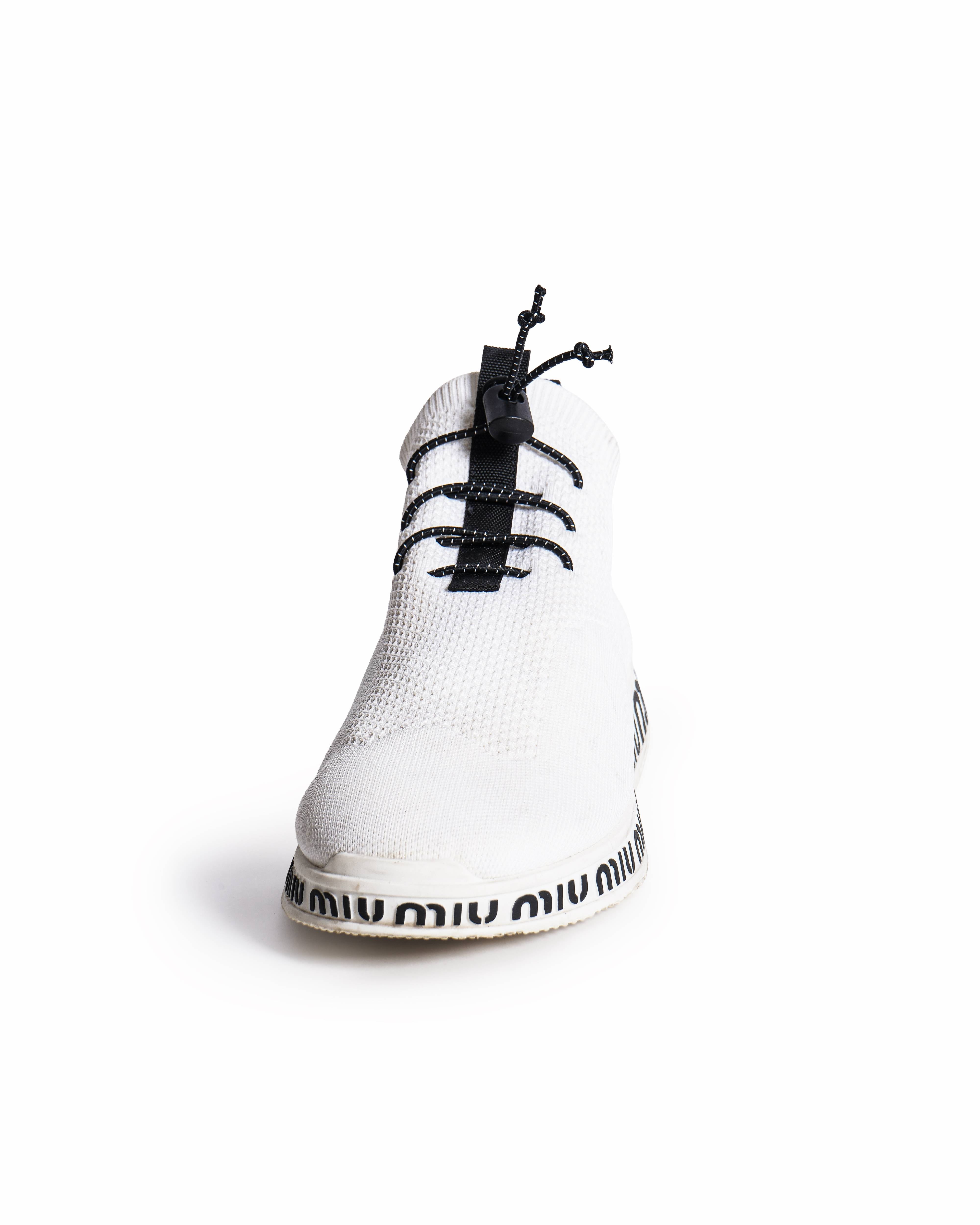 Miu Miu White Mesh Slip On Sneakers