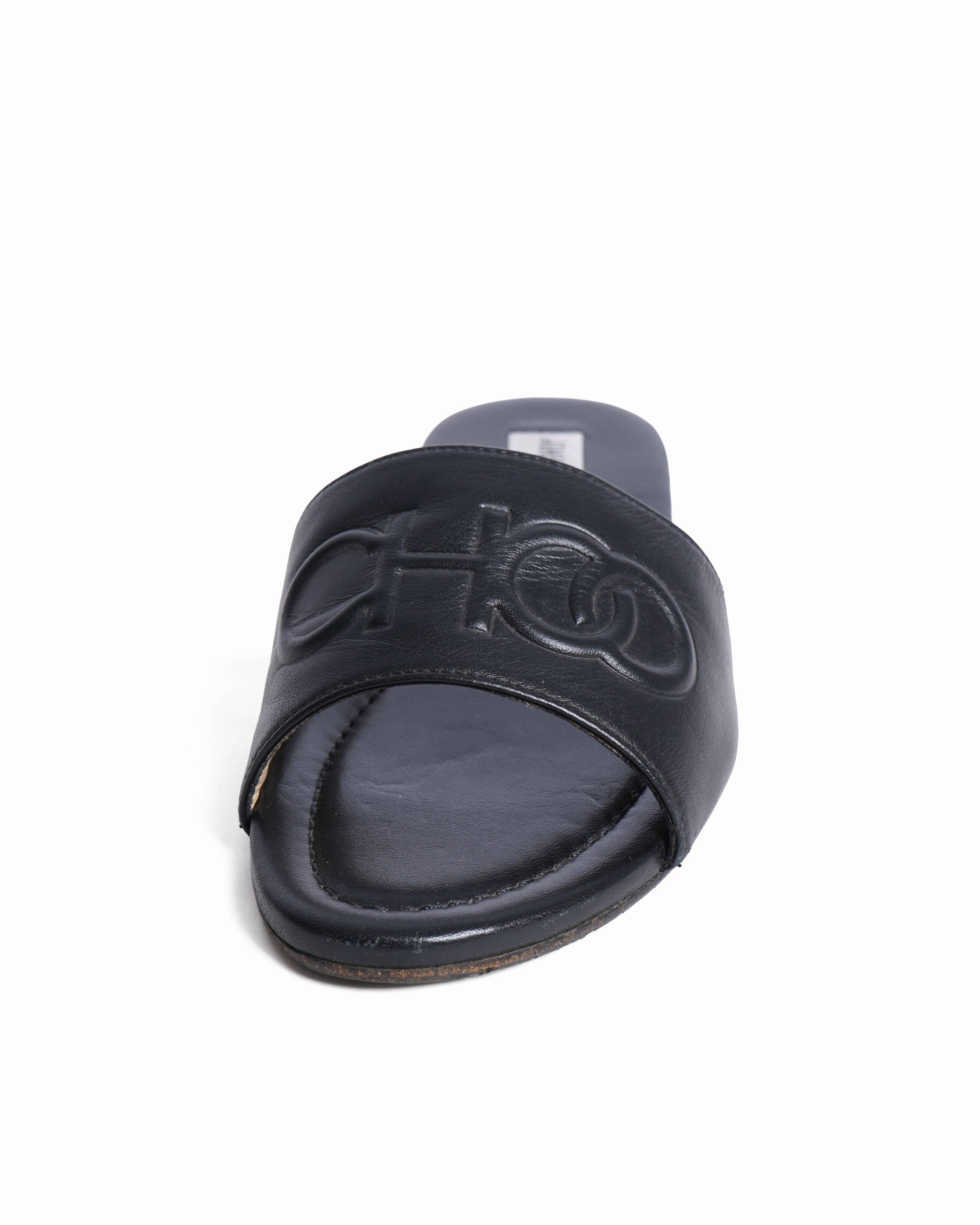 Jimmy Choo Embossed Leather Flats In Black