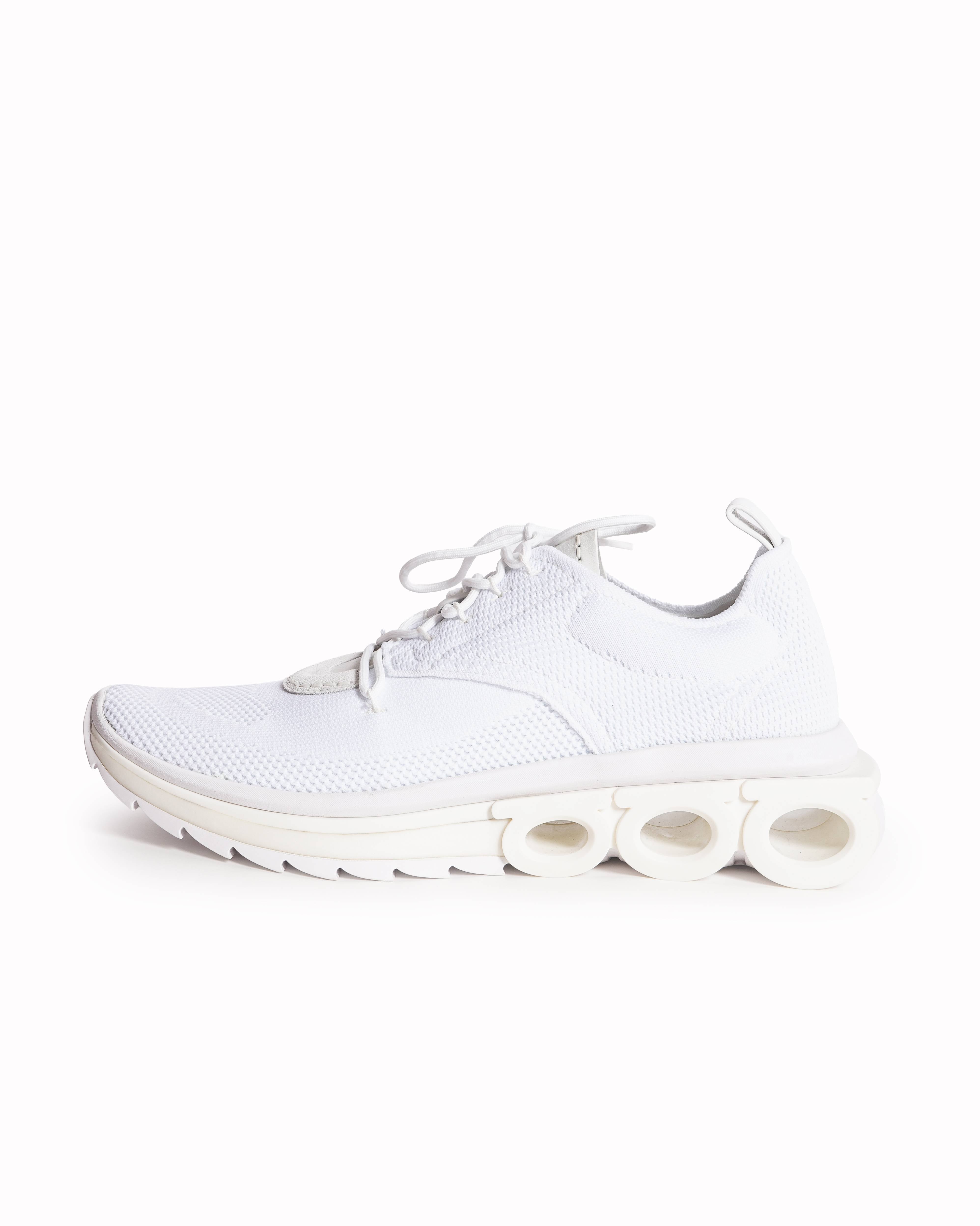 New Salvatore Ferragamo Nima knit sneakers in white