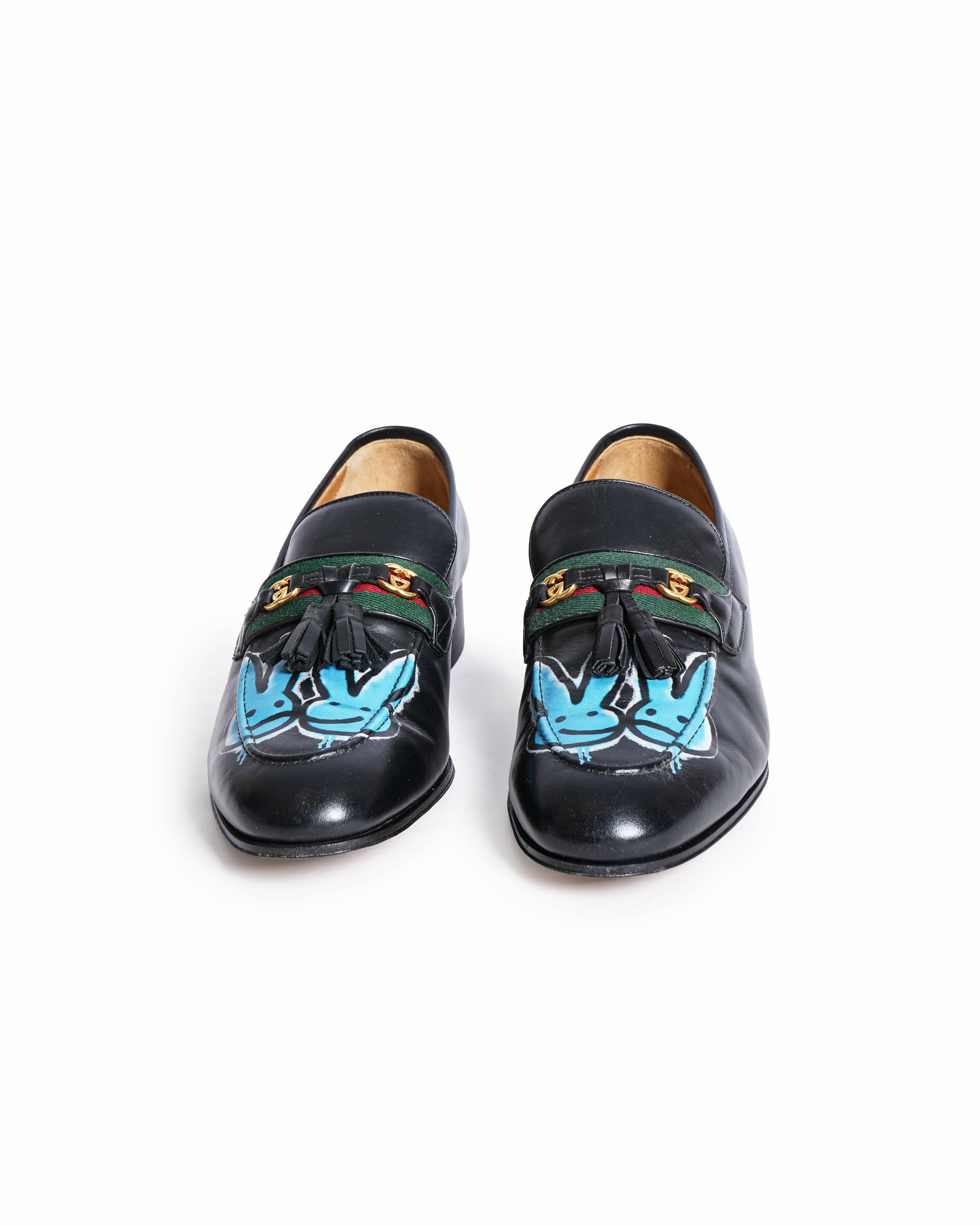 Gucci Rabbit Granada Black Leather with Bunny Motif Men's Loafers