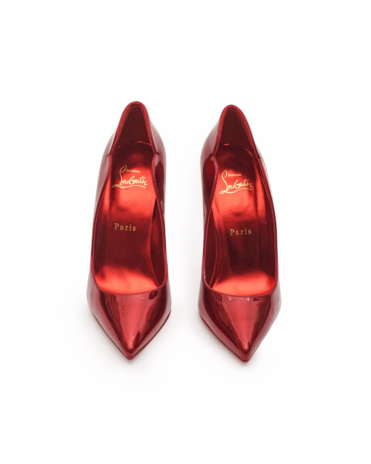 Christian Louboutin Metallic Red Patent Leather Hot Chick Pumps
