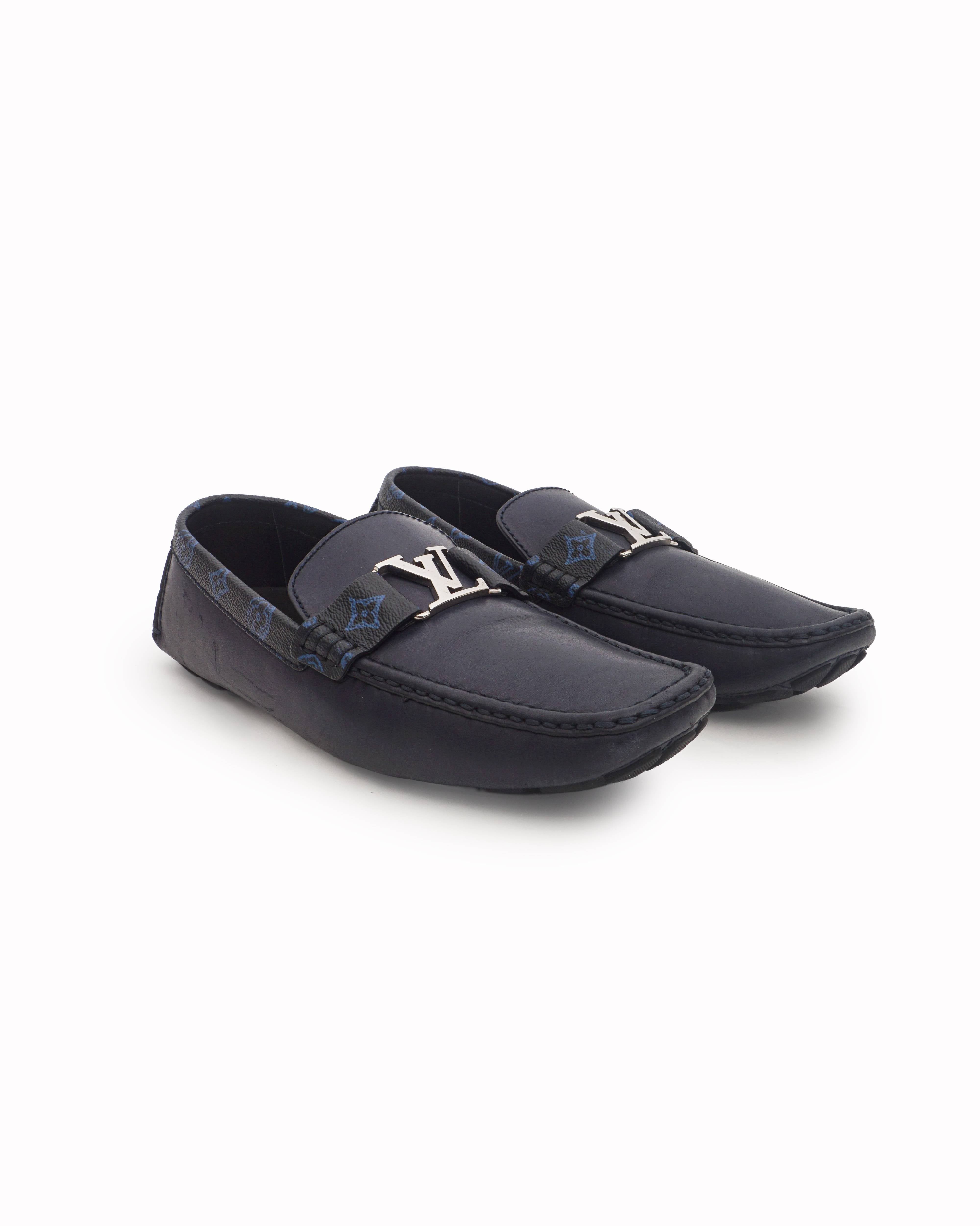 Louis Vuitton Navy Blue Leather Hockenheim Moccasins