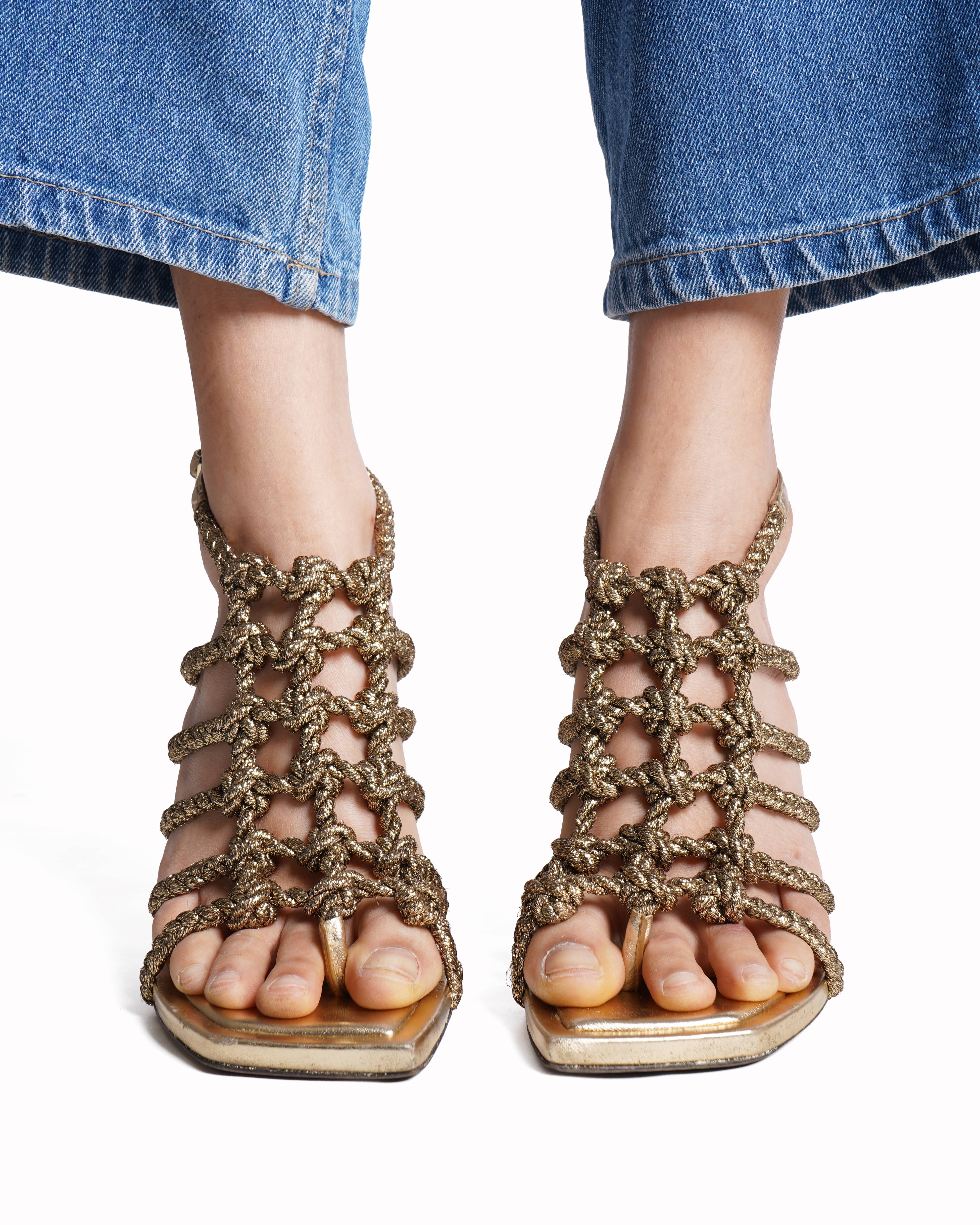 Jimmy Choo
Metallic Braided Lurex Izobel Slingback heels