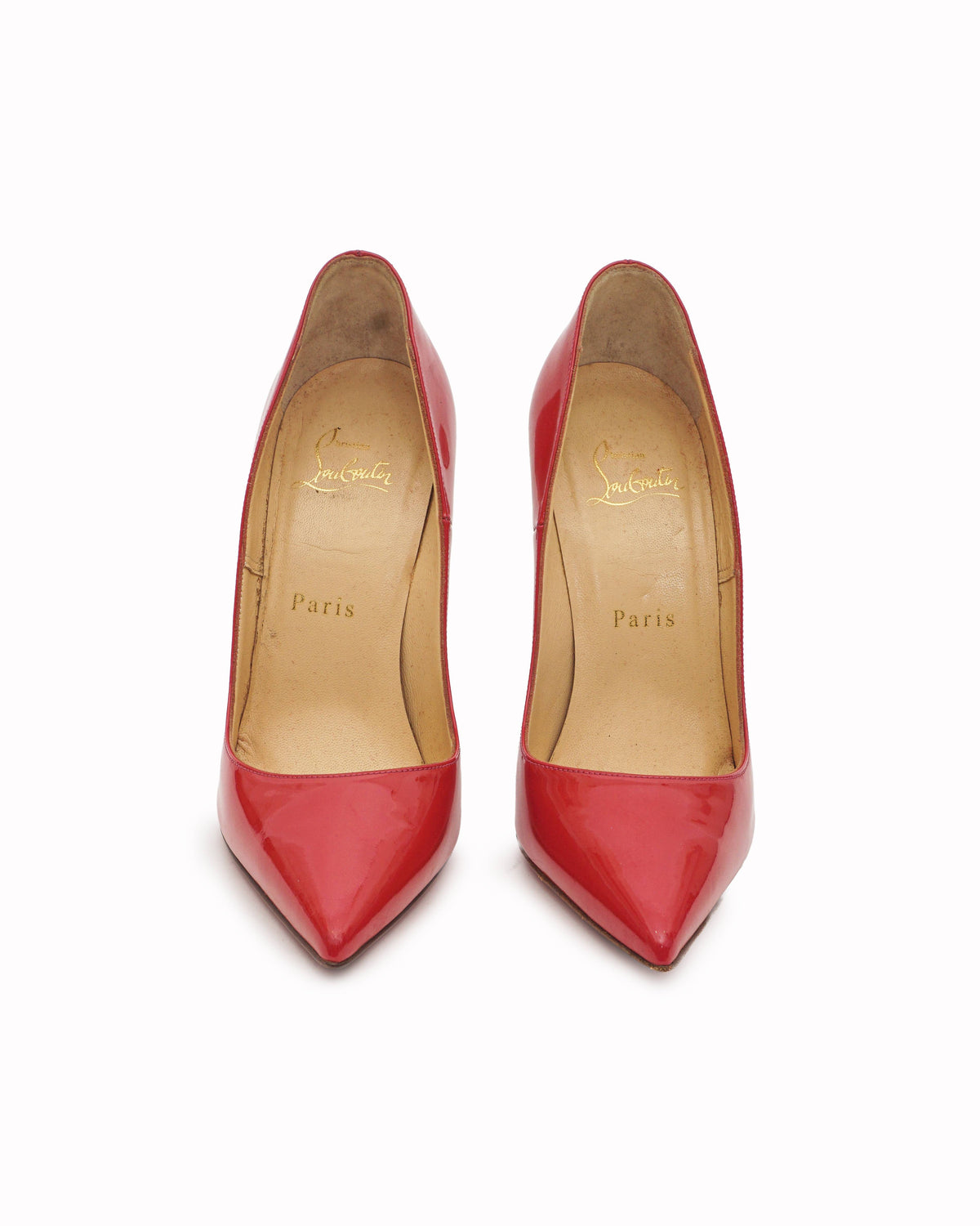 Christian Louboutin Red Patent Leather Pointy Toe Pumps