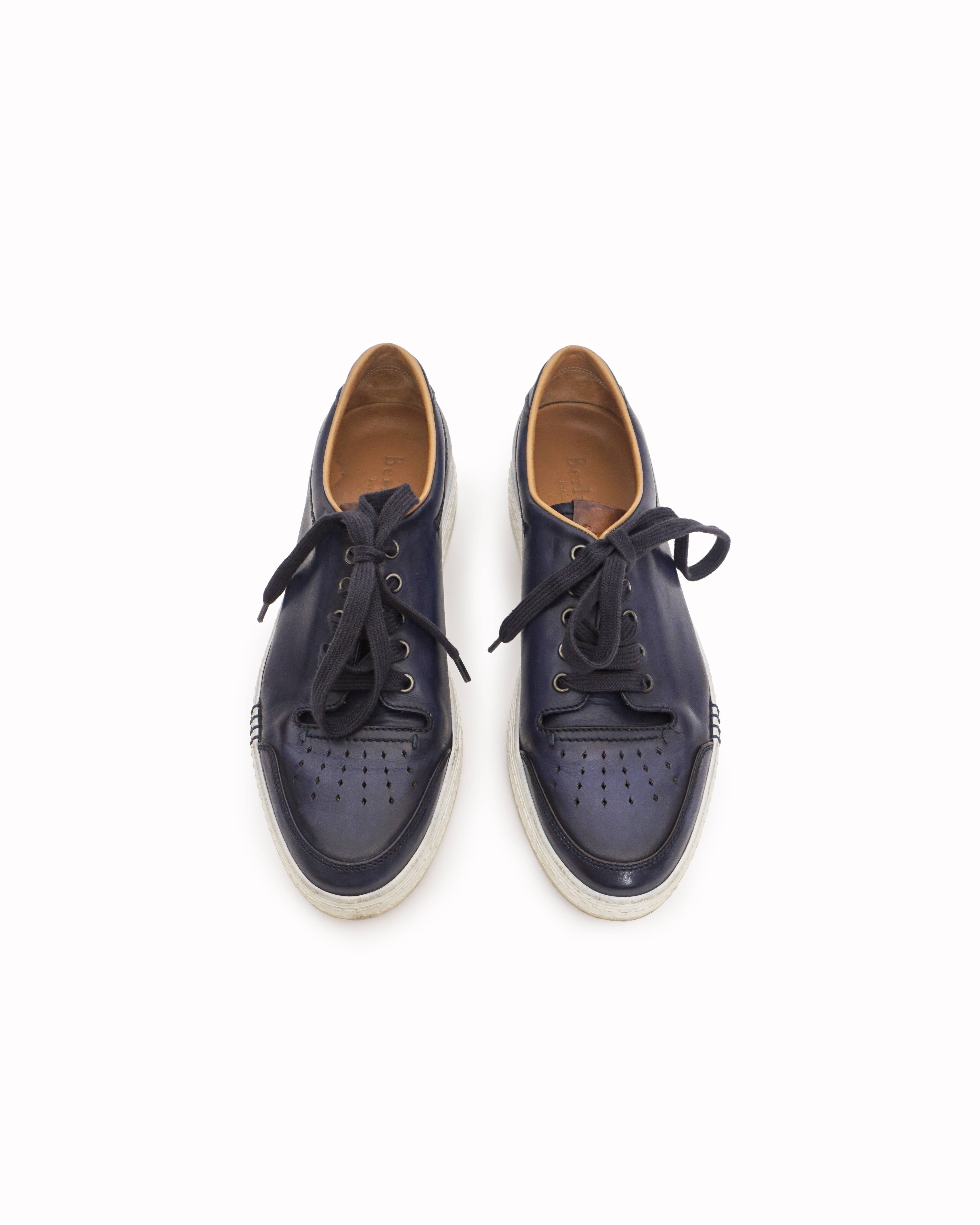 Berluti Playtime Blue Venezia Leather Sneakers