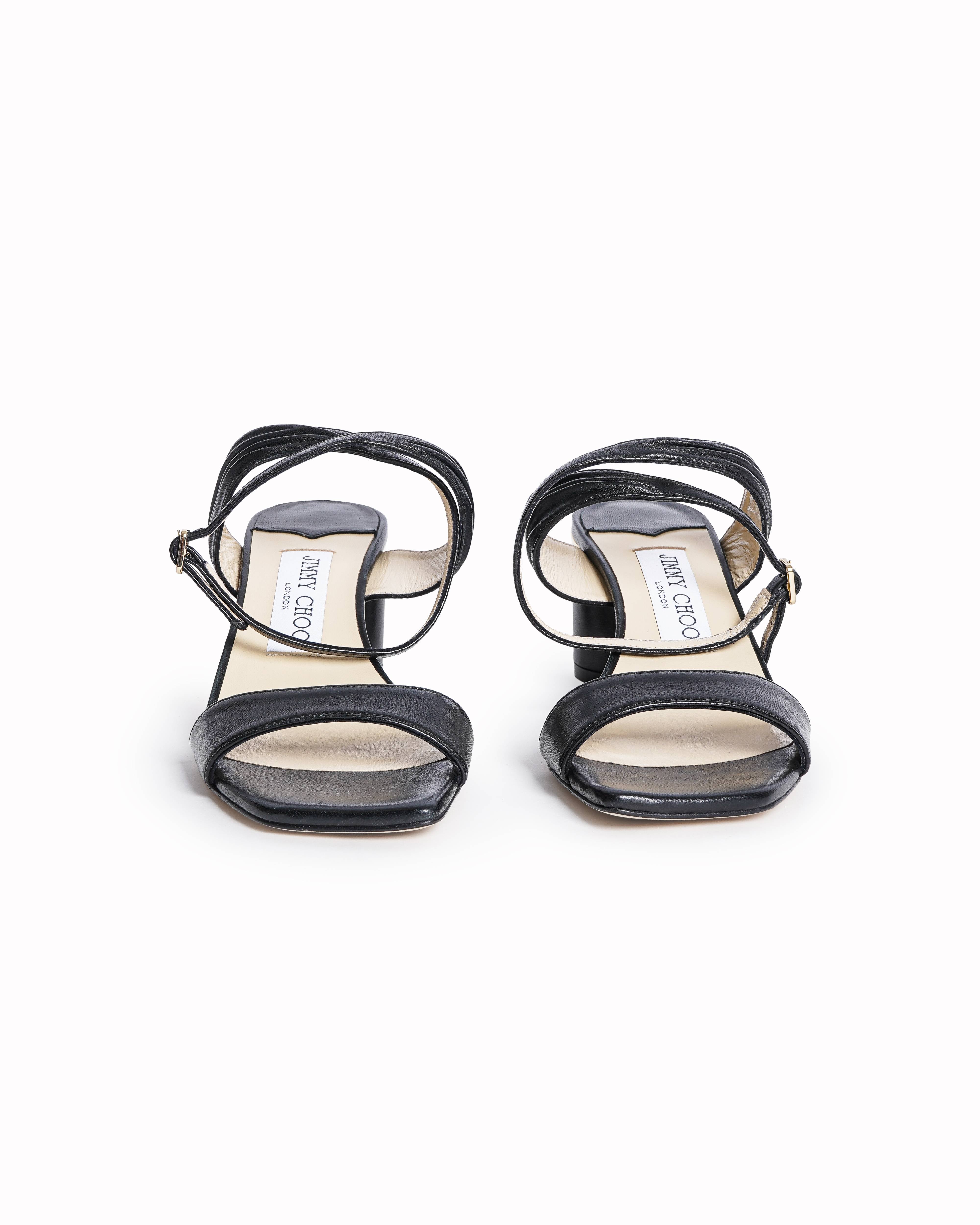 Jimmy Choo Jago Black Leather Ankle Strap Sandal
